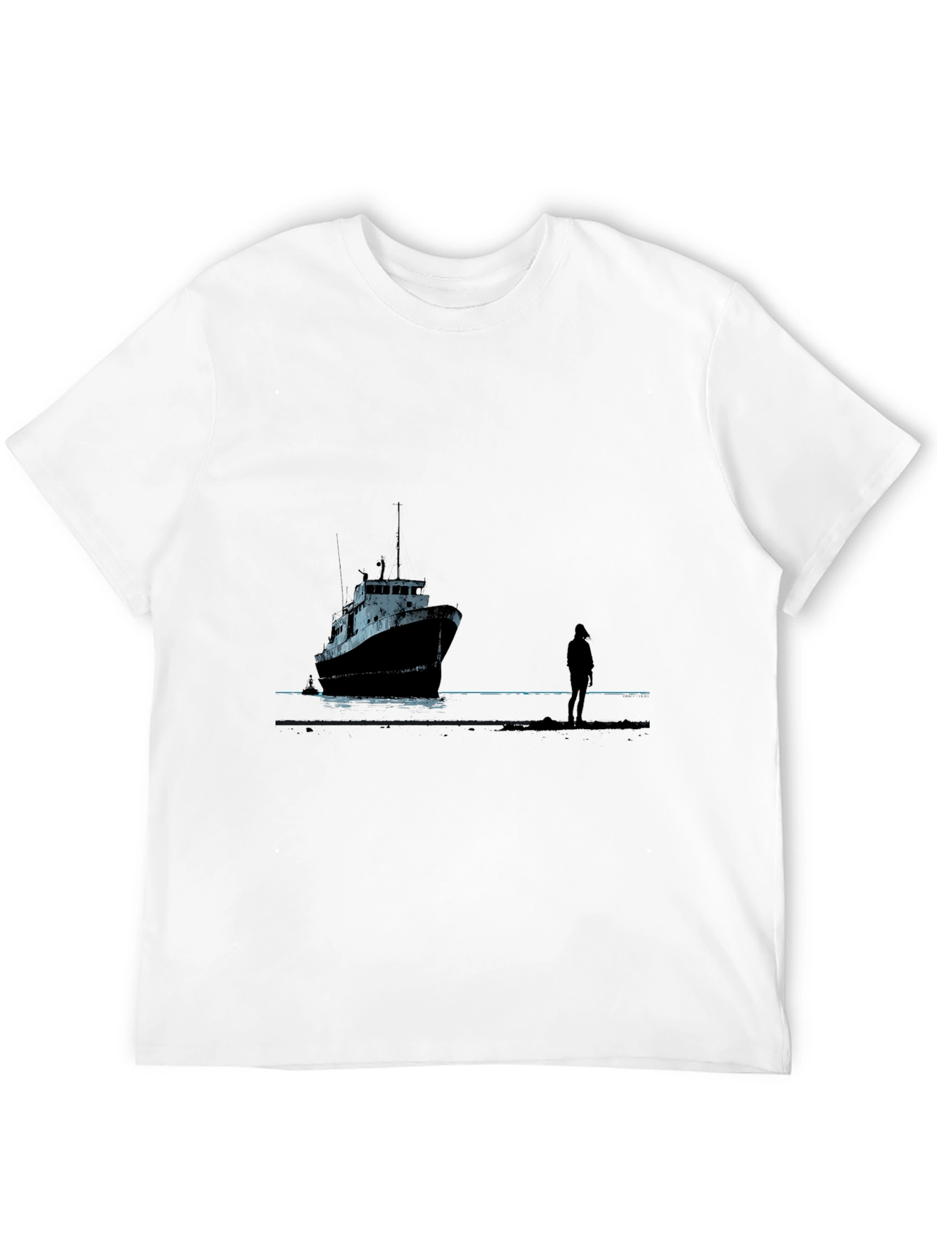 Black Ship Silhouette Graphic Black Tee view 12