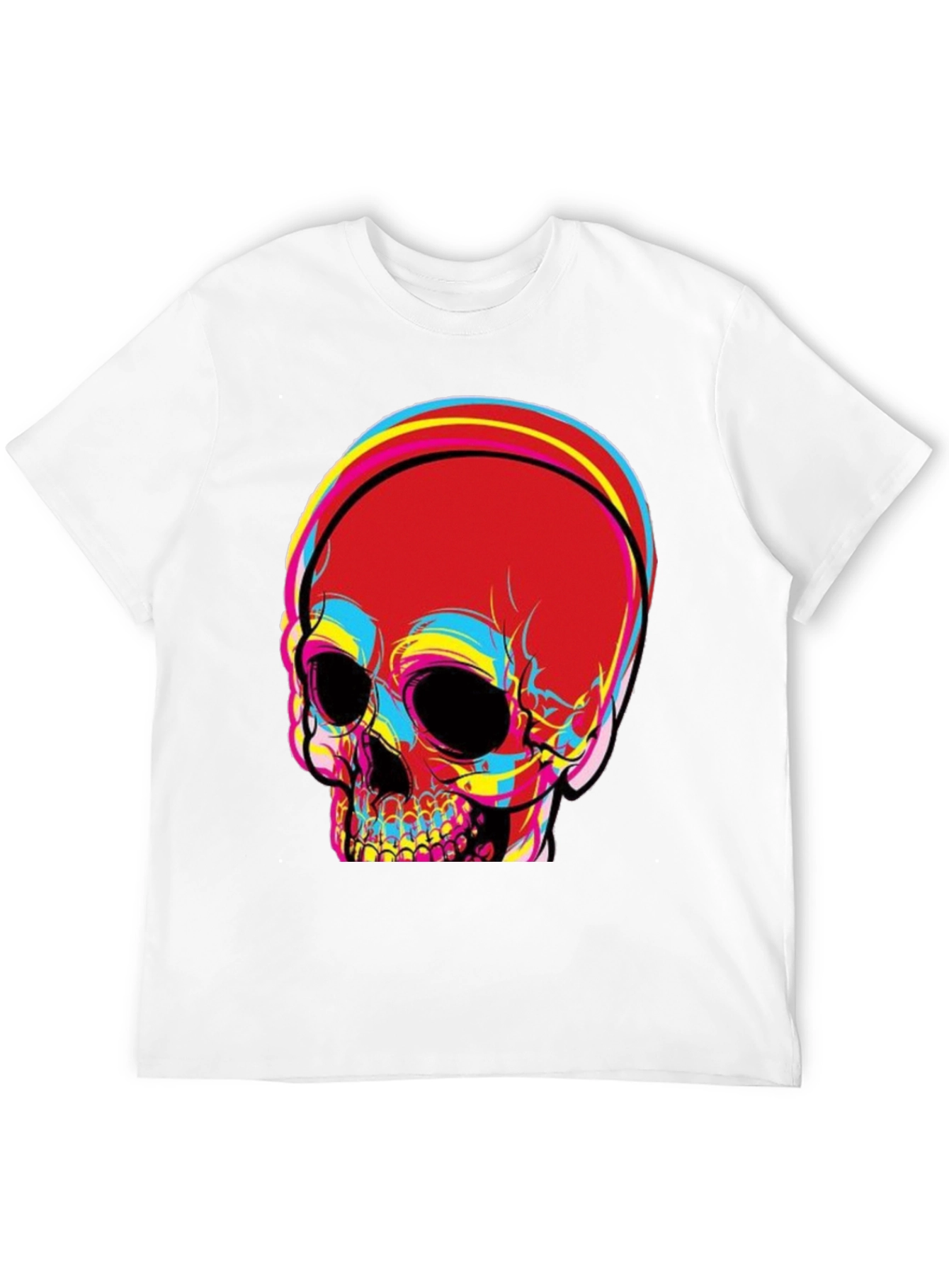Black Skull Graphic Print Men's Black T-Shirt view 12