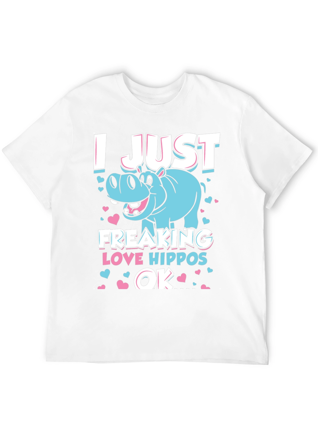 Black I Just Freaking Love Hippos OK T-Shirt view 12