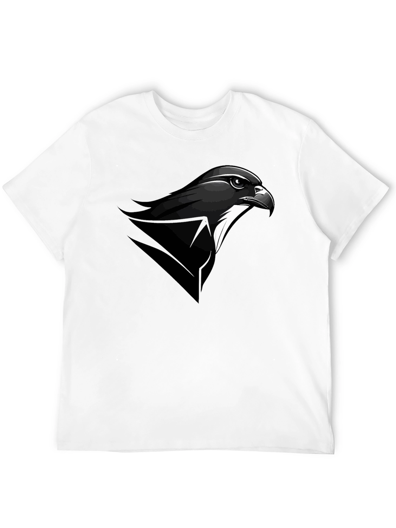 Black Men's Black T-Shirt with Falcon Graphic Tee view 12