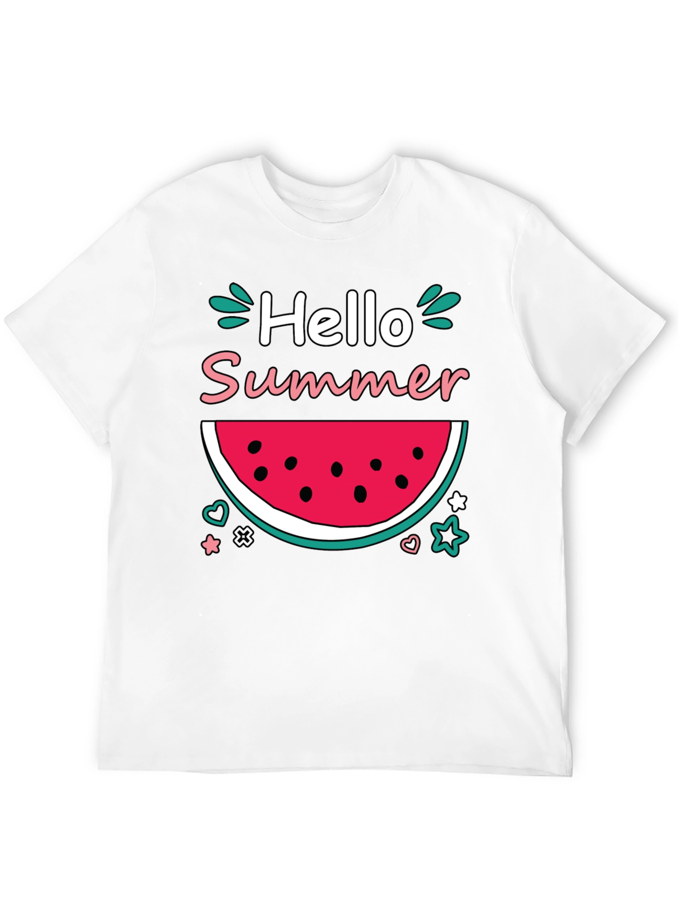 Black Hello Summer Watermelon Graphic T-Shirt view 12