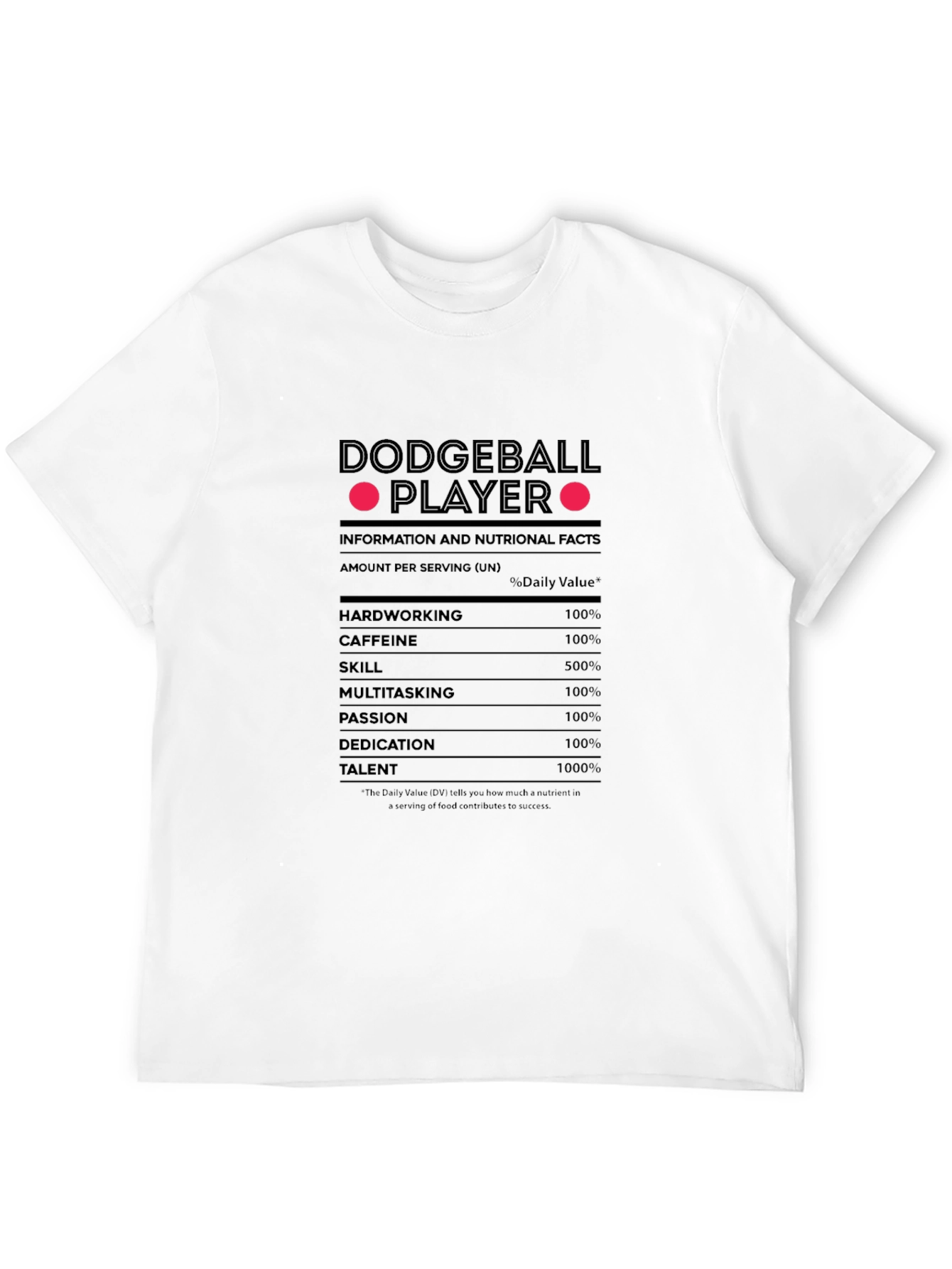Black Dodgeball Player Nutrition Facts T-Shirt view 12