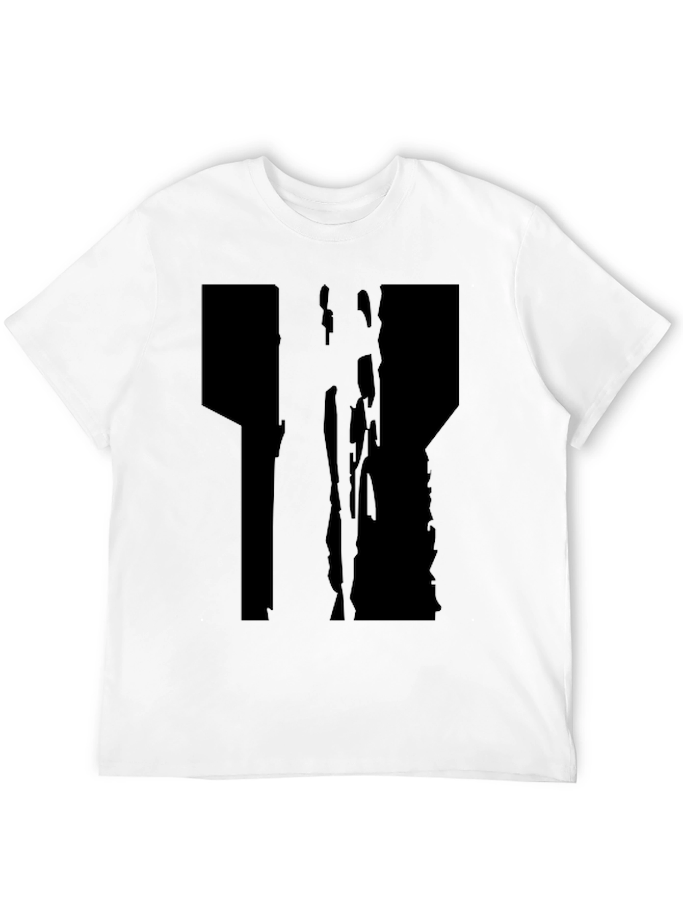 Black Men's Black T-Shirt with Abstract Graphic Design view 12