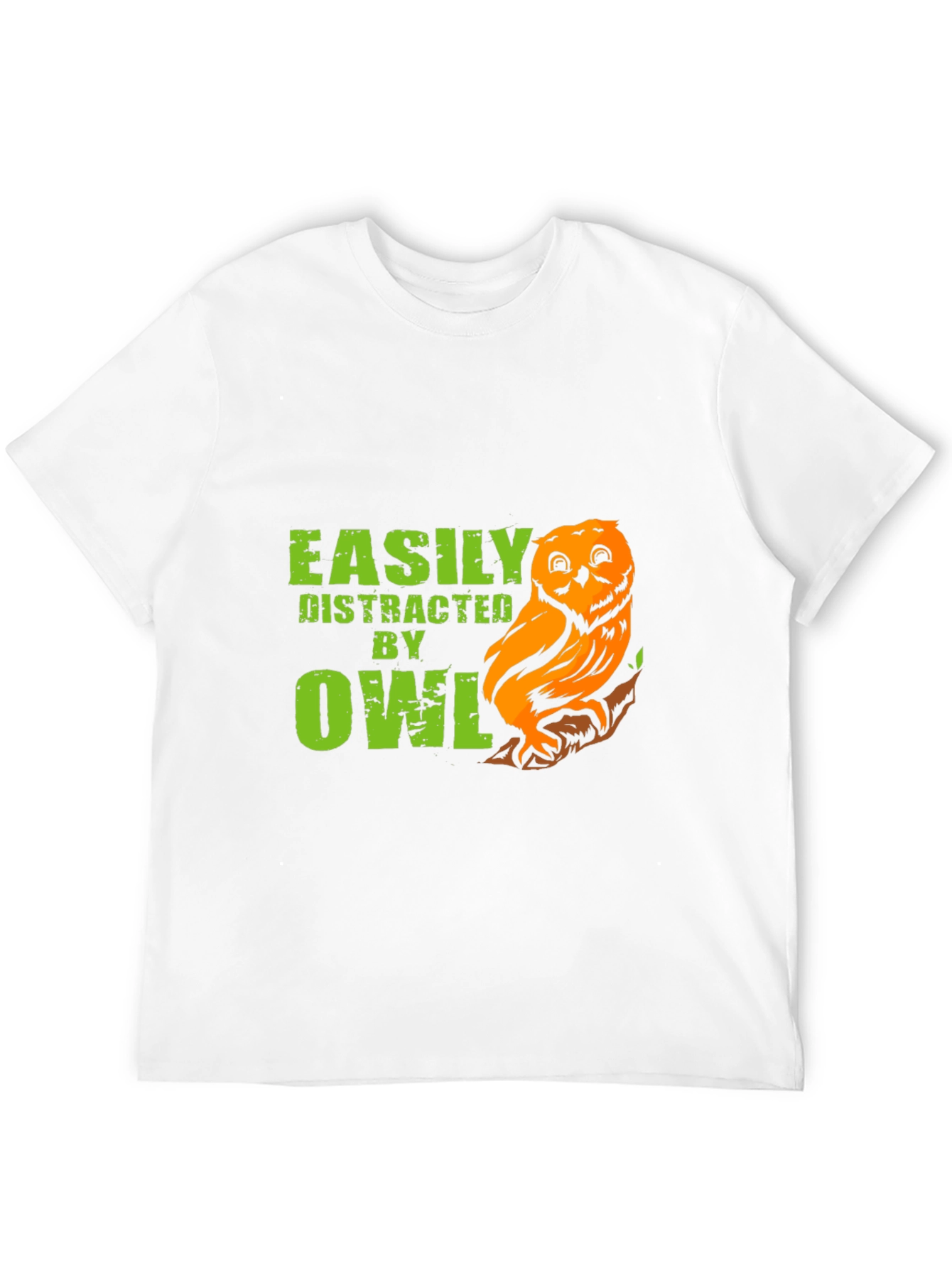 Black Easily Distracted By Owls Funny T-Shirt view 12