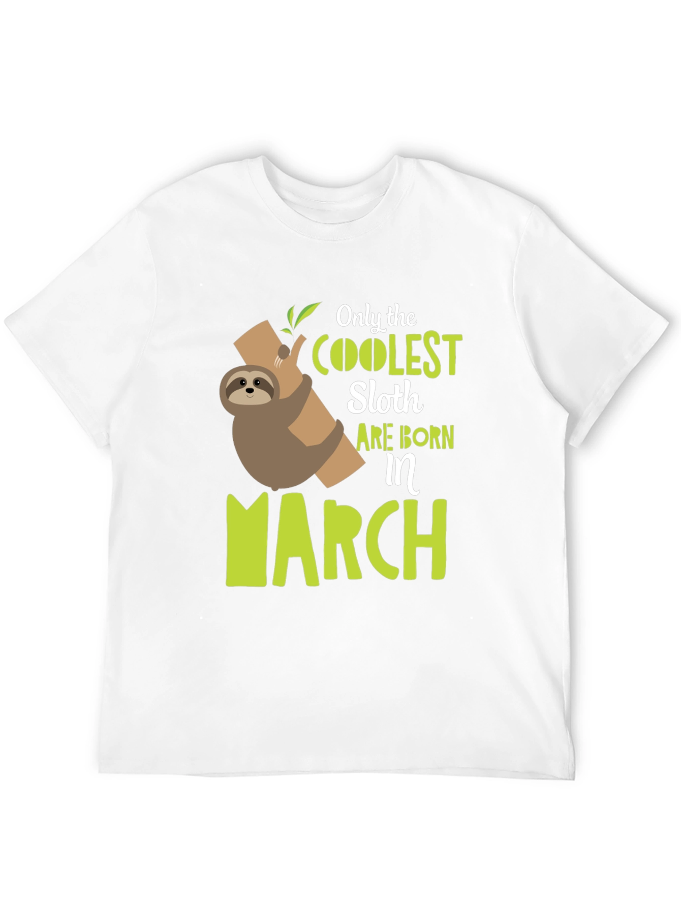 Black Coolest Sloth Born in March Black T-Shirt view 12