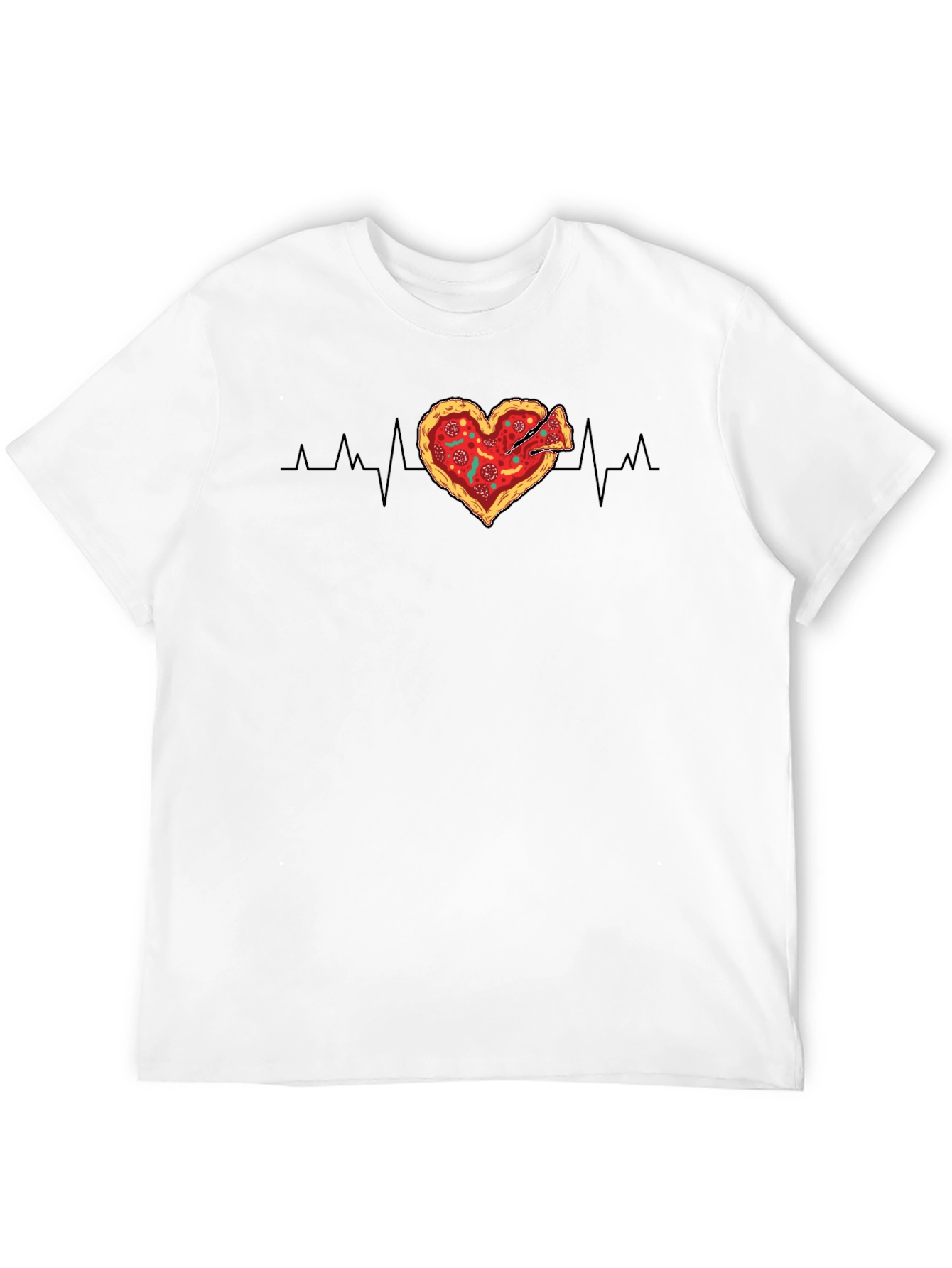 Black Pizza Heartbeat Graphic Tee - Food Lover's T-Shirt view 12