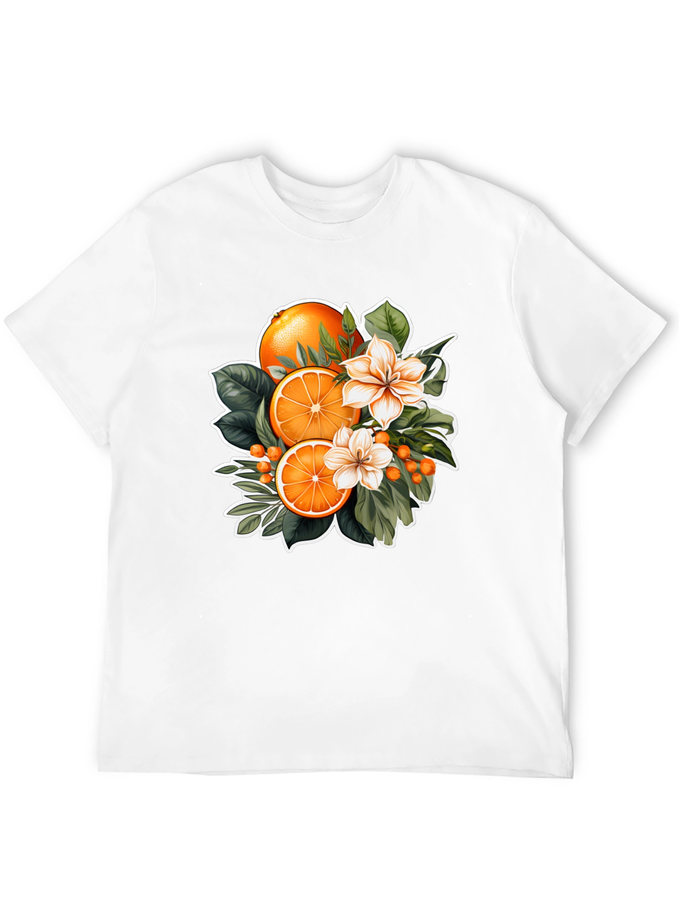 Black Orange Blossom Graphic Black T-Shirt view 12