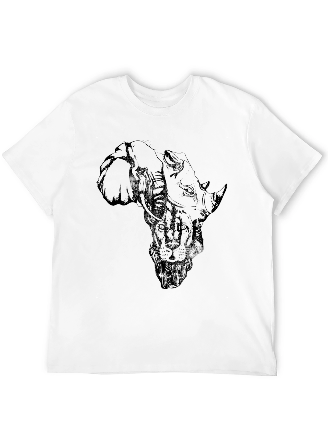 Black African Animals Graphic Print Black T-Shirt view 12