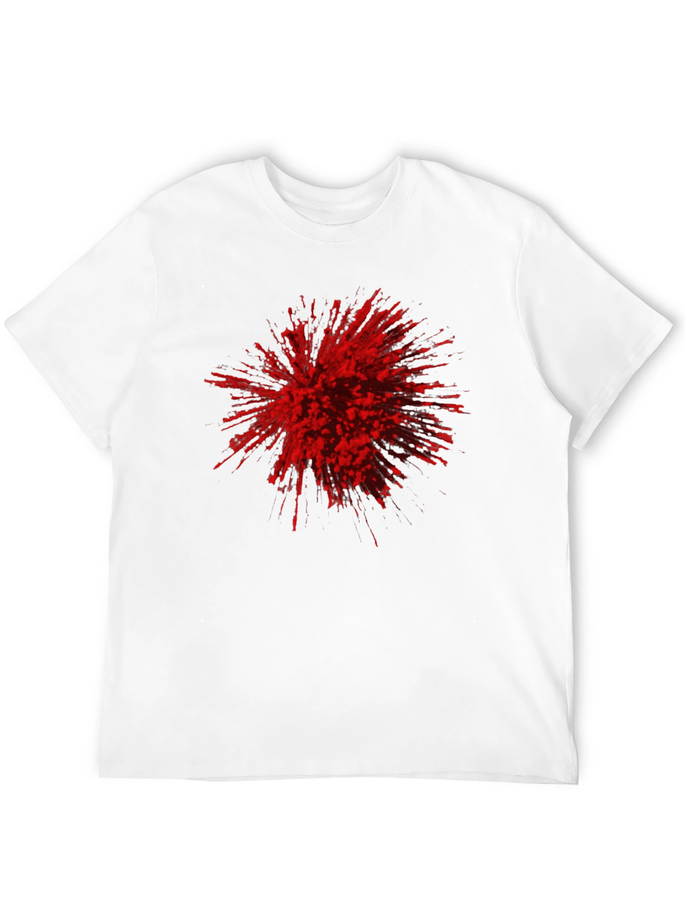 Black Abstract Red Burst Graphic Tee - Black Cotton Casual T-Shirt view 12