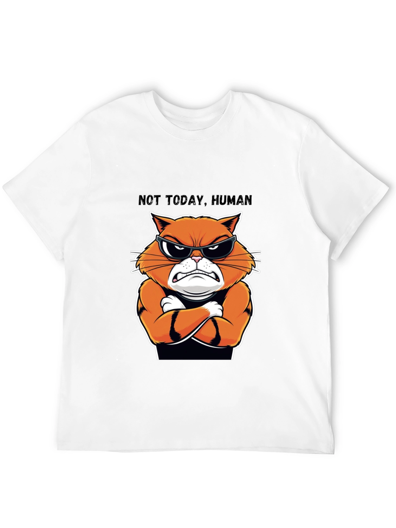 Black Not Today Human Cat T-Shirt - Funny Feline Tee view 12