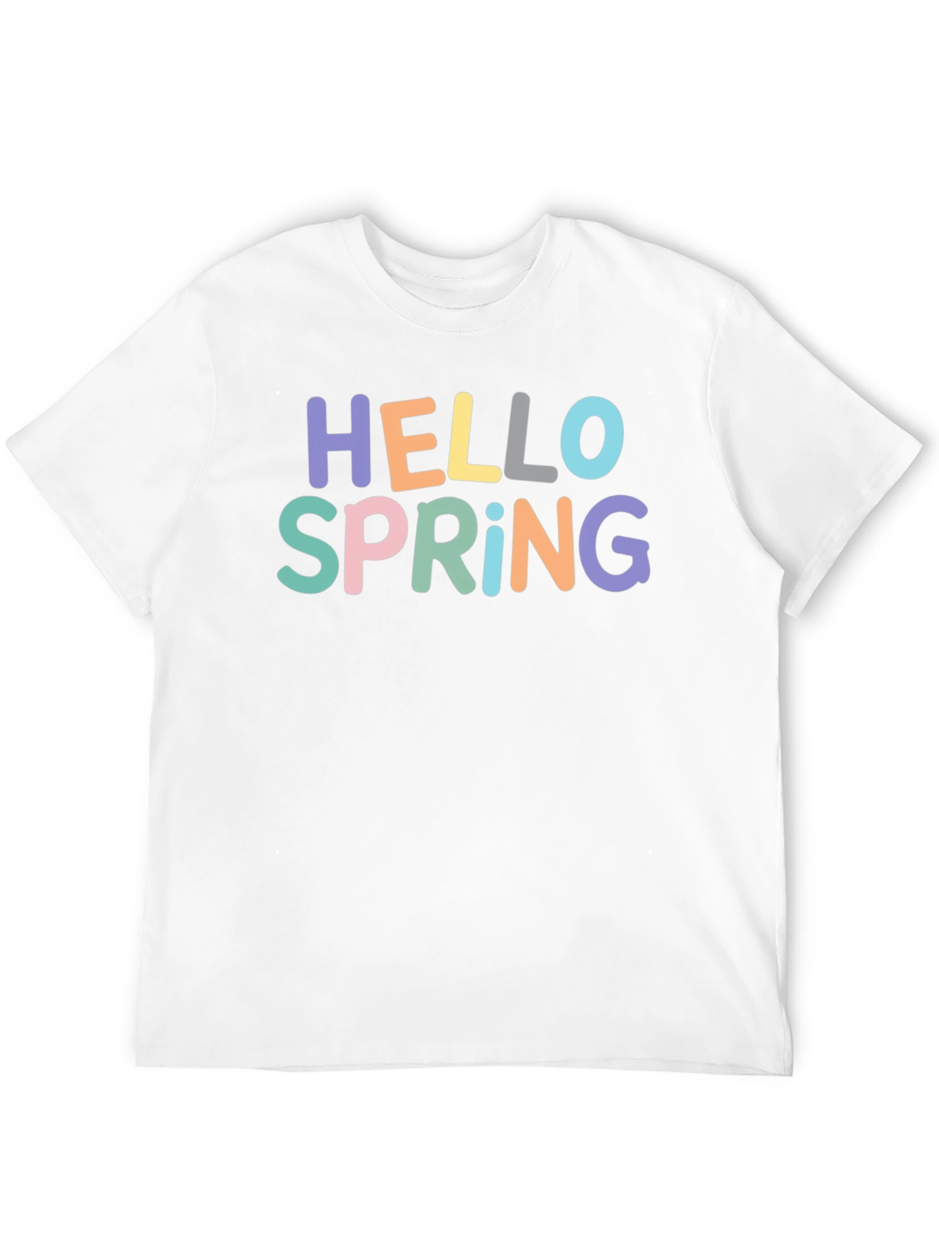 Hello Spring Graphic Tee - Short Sleeve Crew Neck T-Shirt - 12