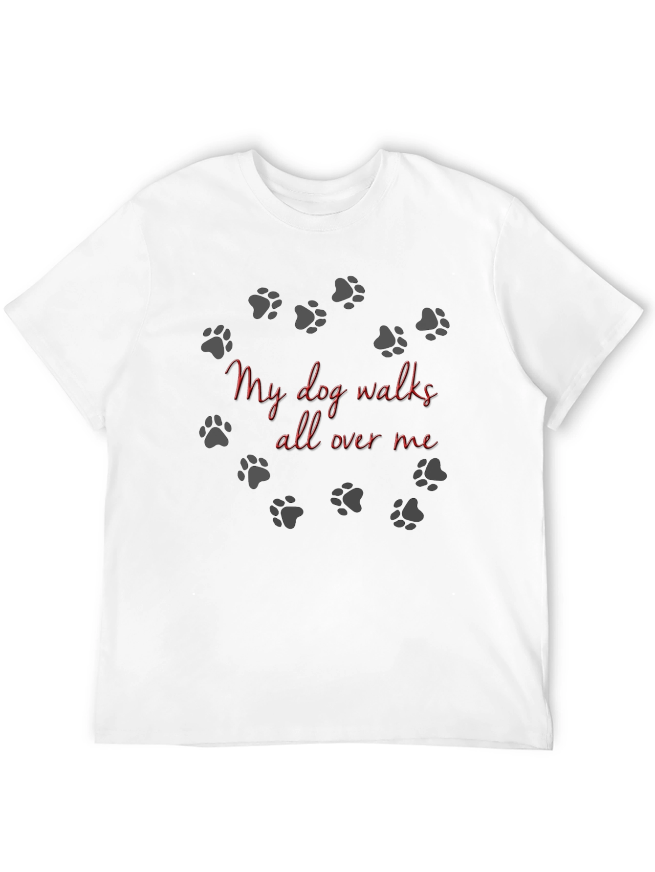 Black Dog Lover Tee - "My Dog Walks All Over Me" Black T-Shirt view 12