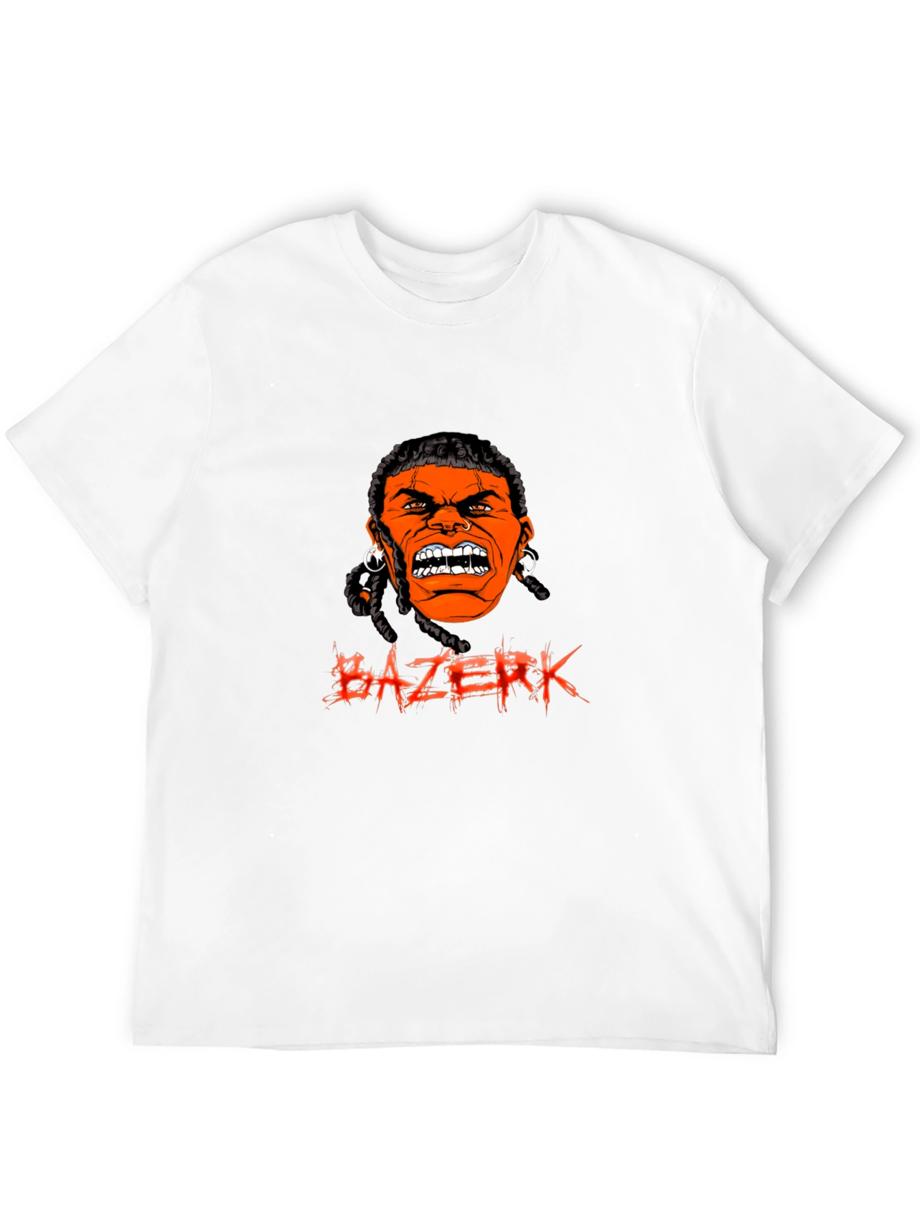 Black BAZERK T-Shirt - Angry Orange Face Graphic Tee view 12