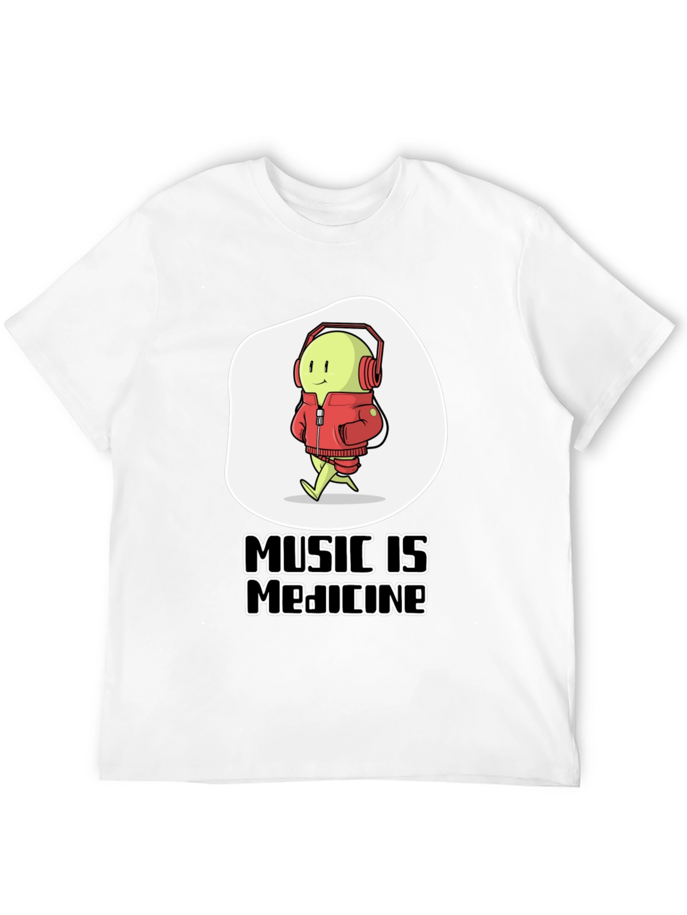 Black Music is Medicine T-Shirt - Cartoon Character with Headphones view 12