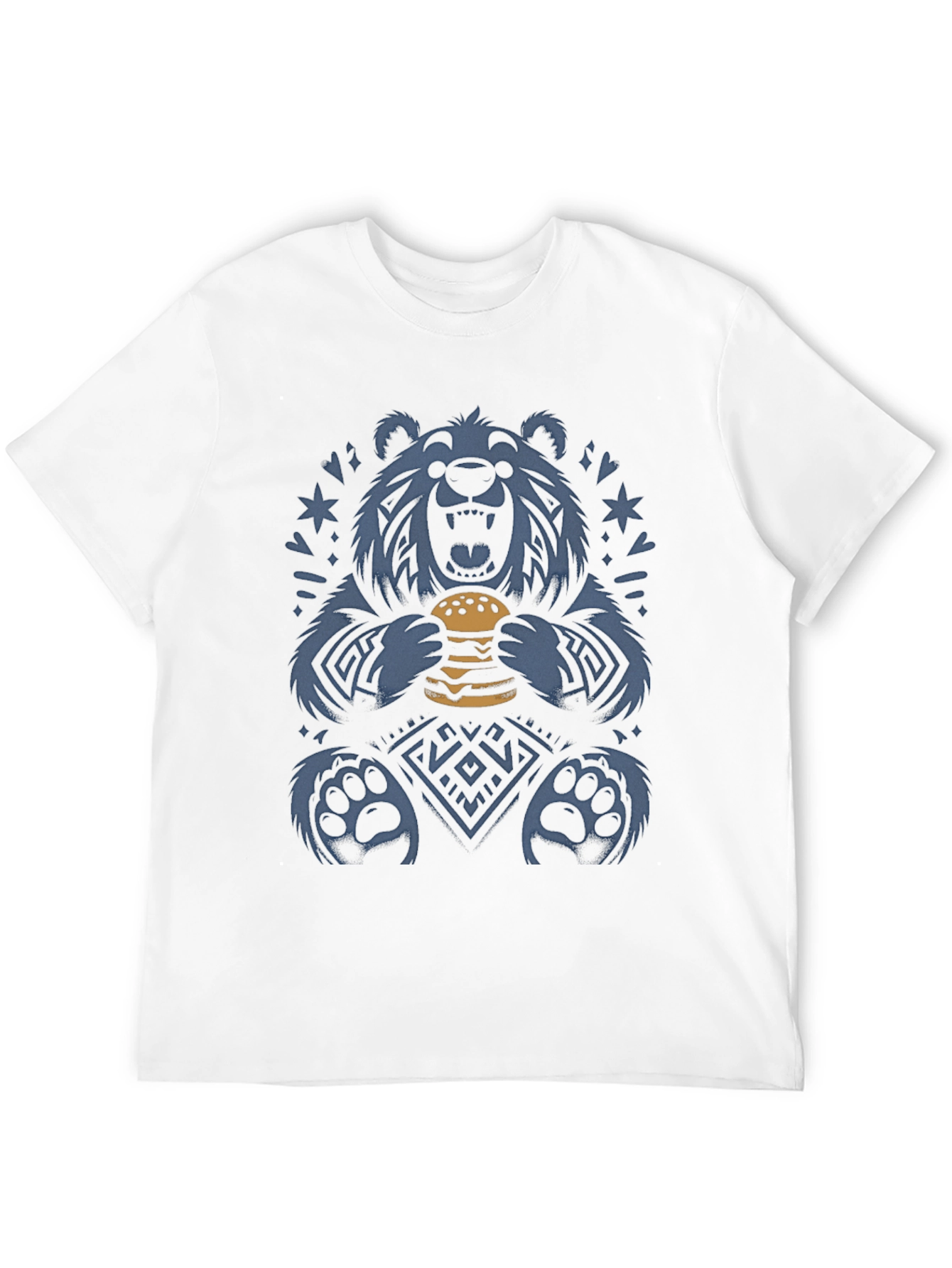 Black Bear Eating Burger Graphic Tee - Novelty Print T-Shirt view 12