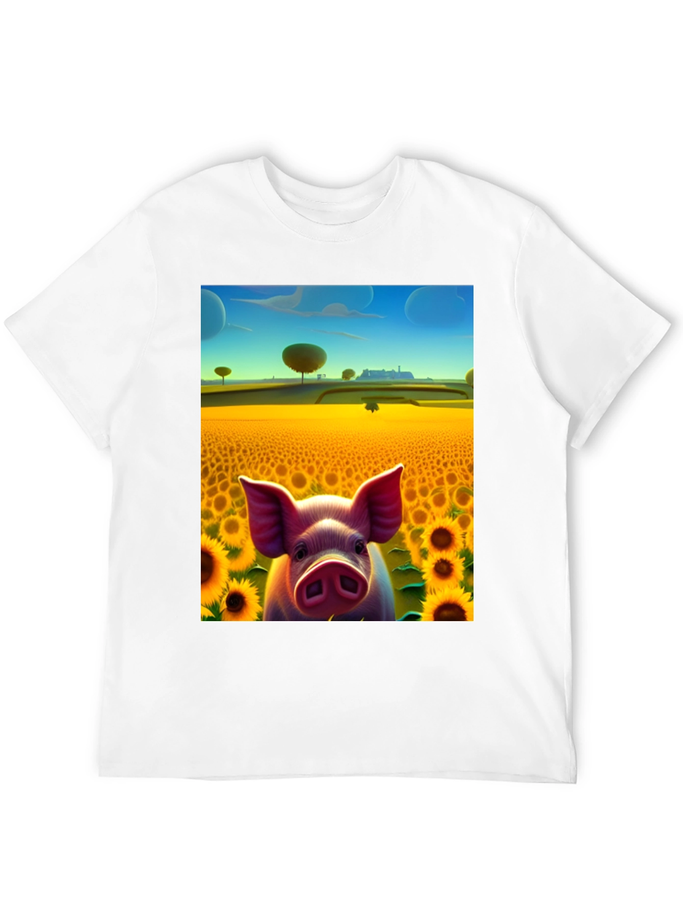 Black Pig in Sunflower Field Graphic Tee view 12