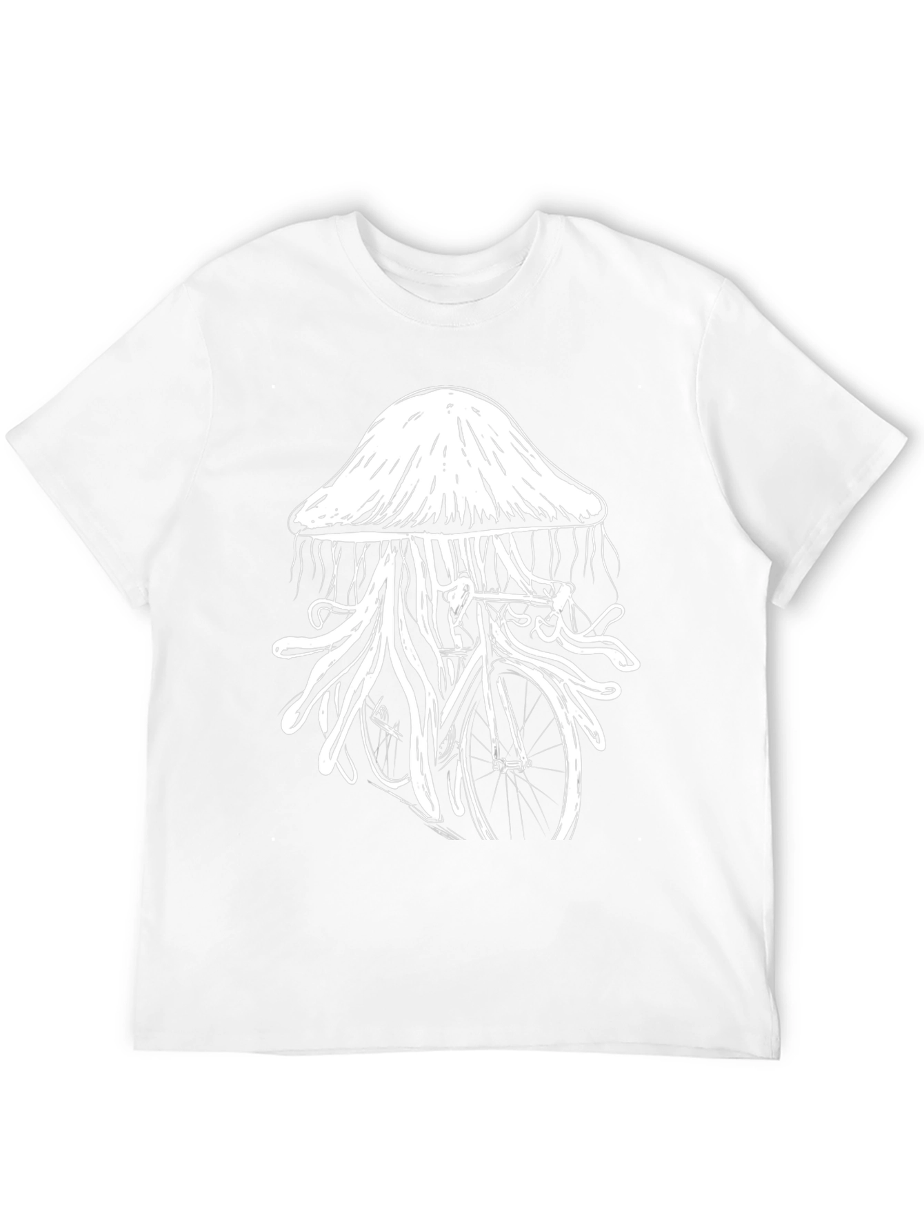 Black Jellyfish Bicycle Graphic T-Shirt - Unique Black Tee view 12