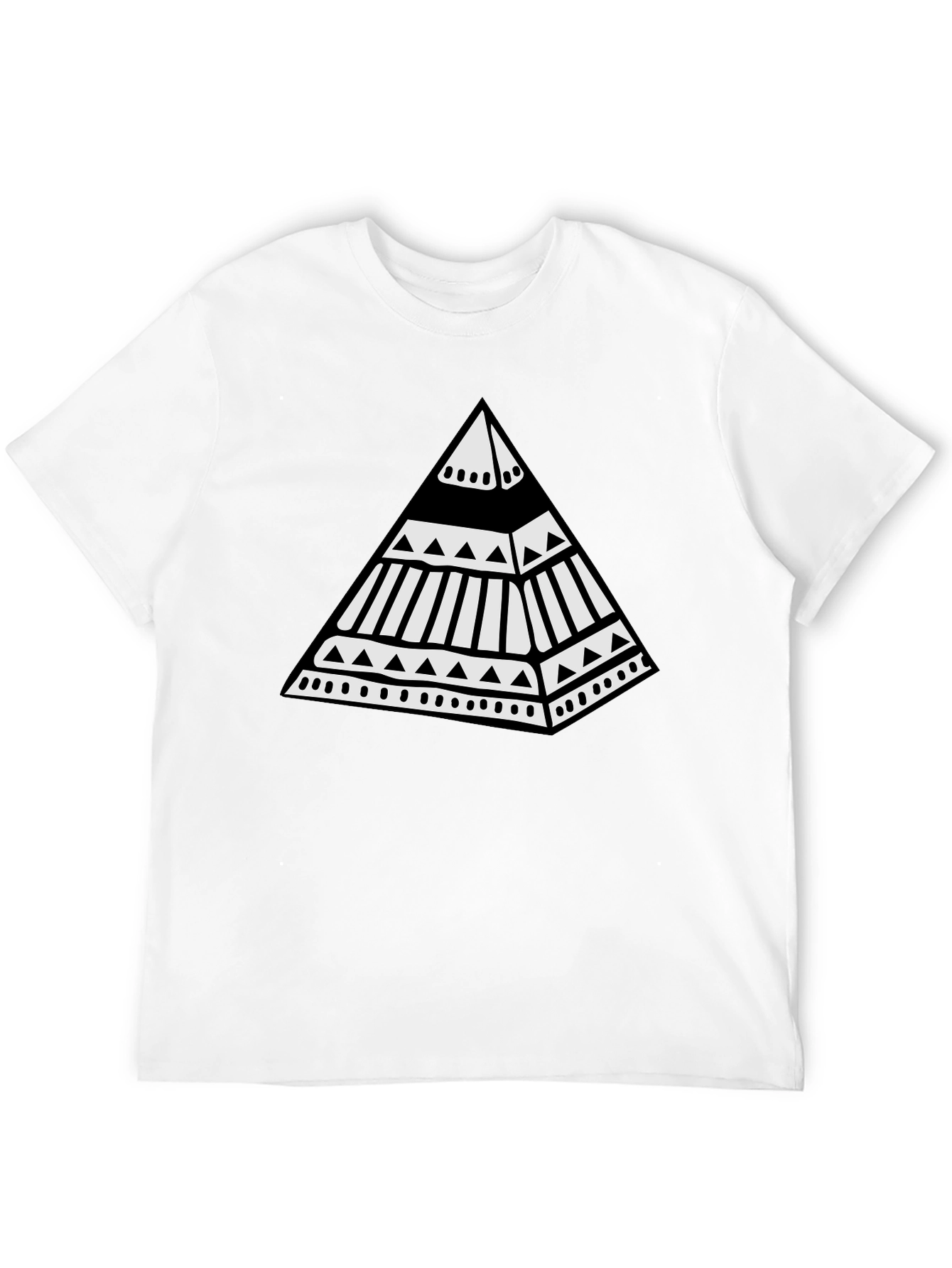 Black Tribal Pyramid Graphic Tee - Unique Black T-Shirt view 12