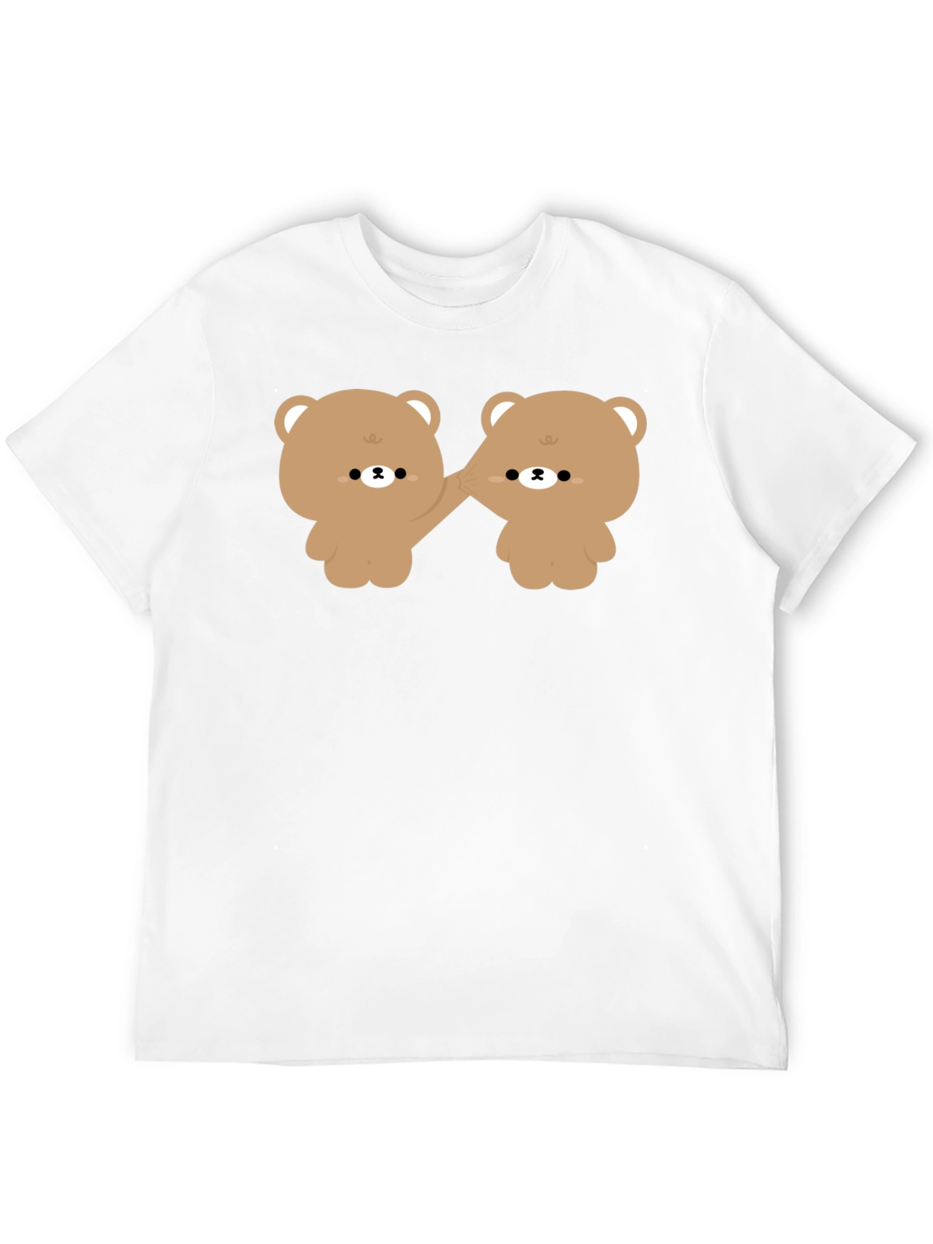 Black Cute Bears Holding Hands Black T-Shirt view 12