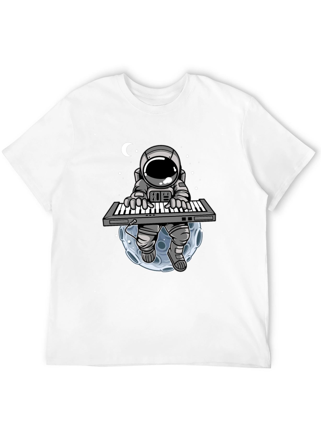Black Astronaut Keyboardist Graphic T-Shirt view 12