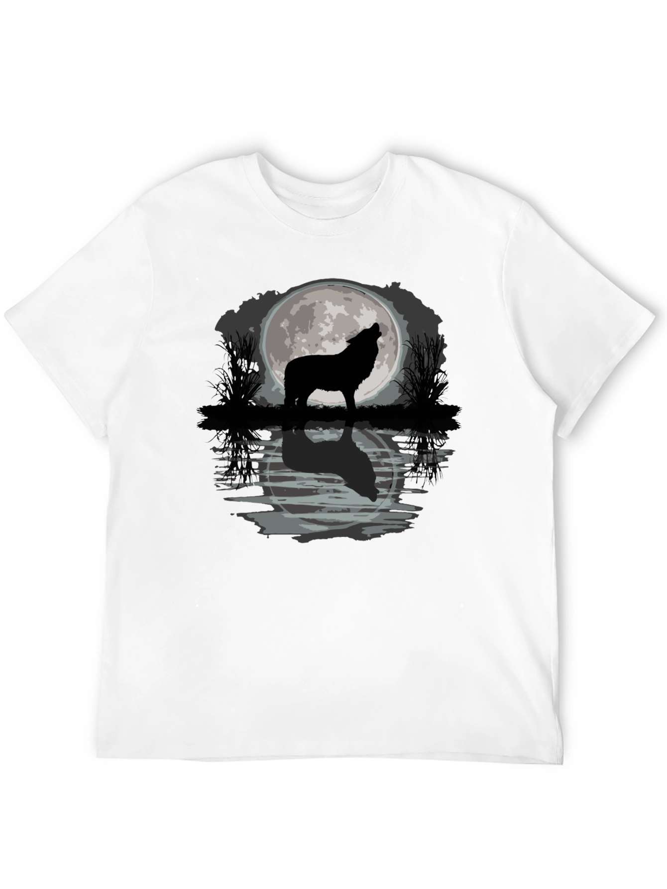 Black Wolf Howling at Moon Graphic T-Shirt view 12
