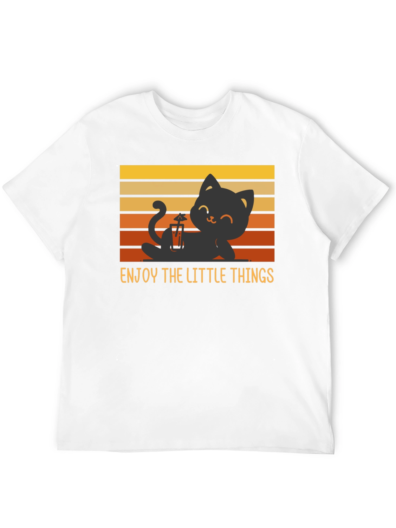 Black Enjoy the Little Things Cat T-Shirt - Relaxed Black Tee view 12