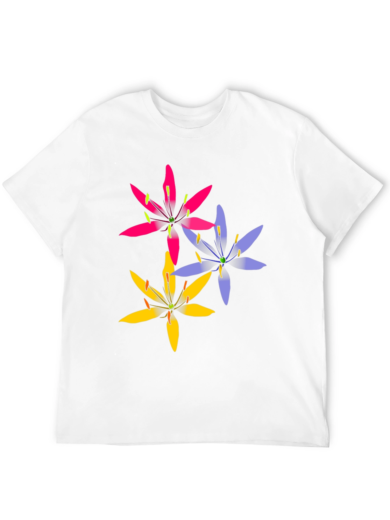 Black Floral Print Men's Black T-Shirt view 12