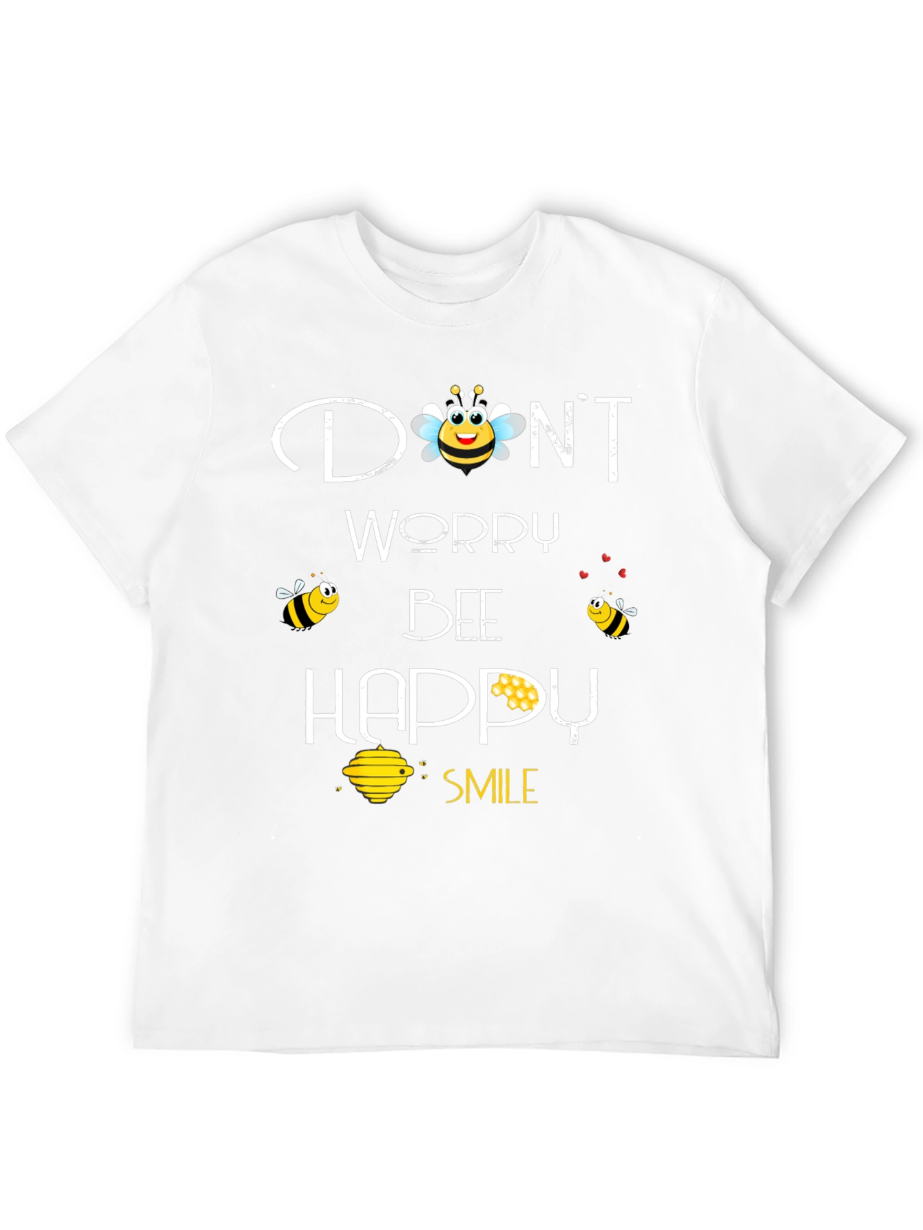 Black Don't Worry Bee Happy Graphic T-Shirt view 12
