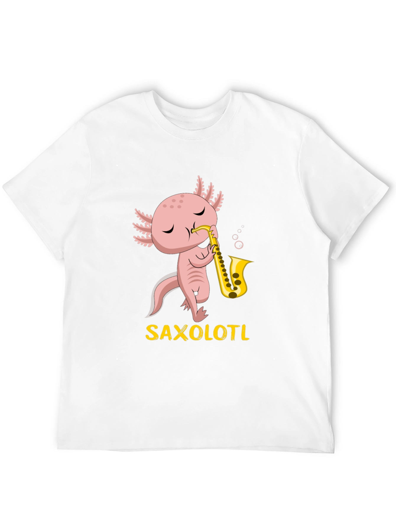 Black Saxolotl T-Shirt: Funny Axolotl Playing Saxophone Tee view 12