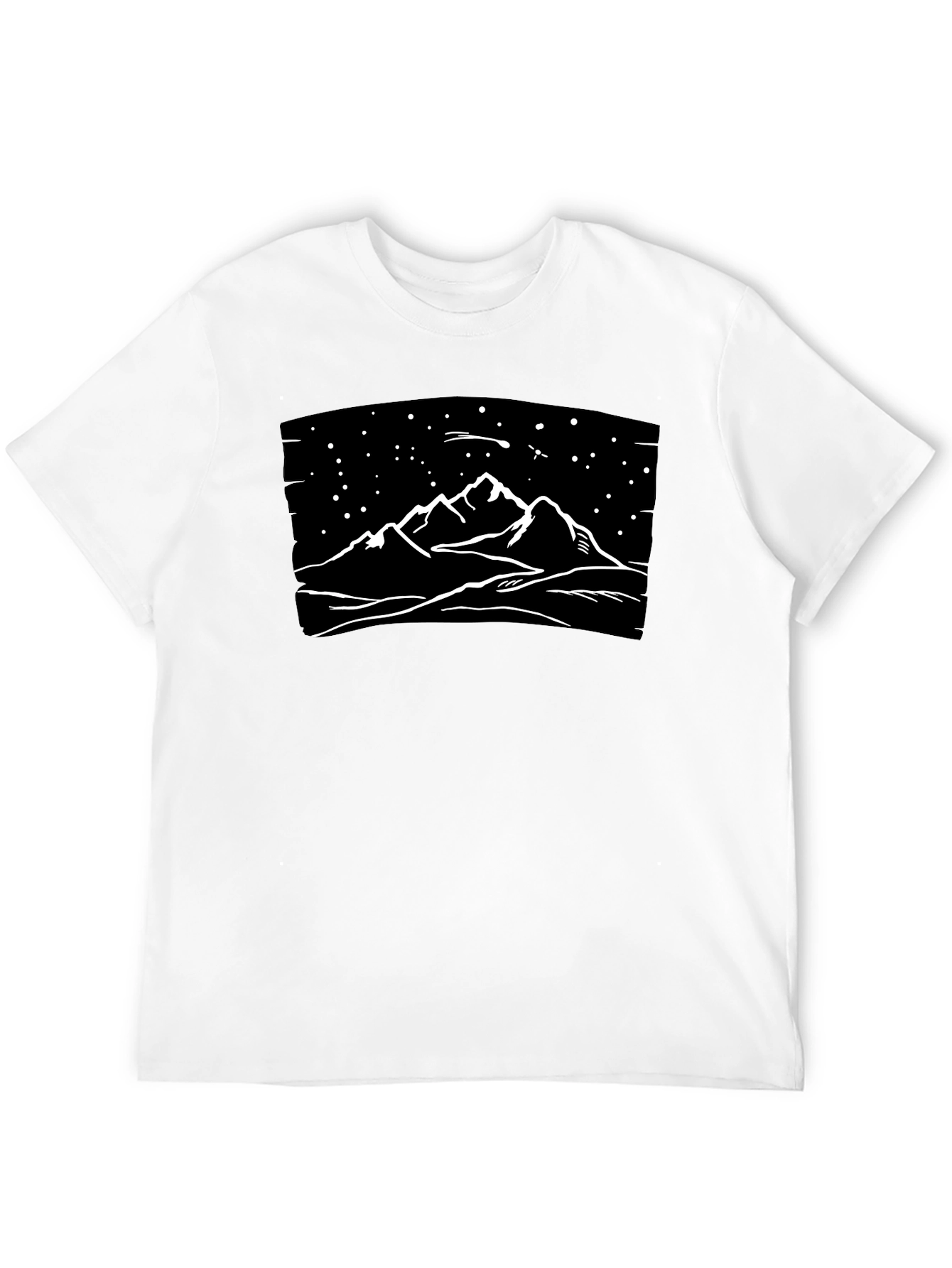 Black Mountainscape Graphic Tee - Black Cotton T-Shirt view 12
