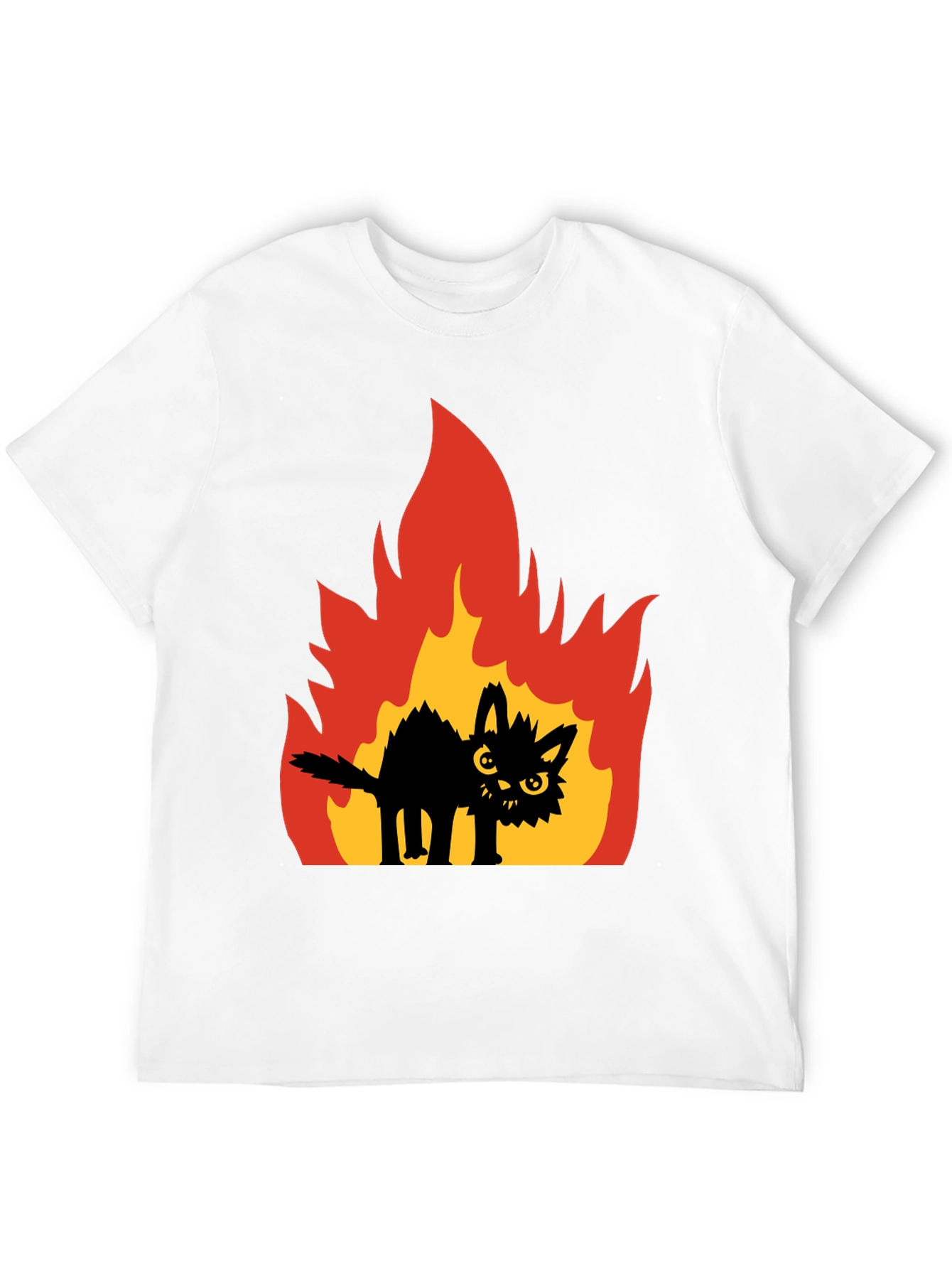 Black Burning Cat Graphic Tee - Black view 12