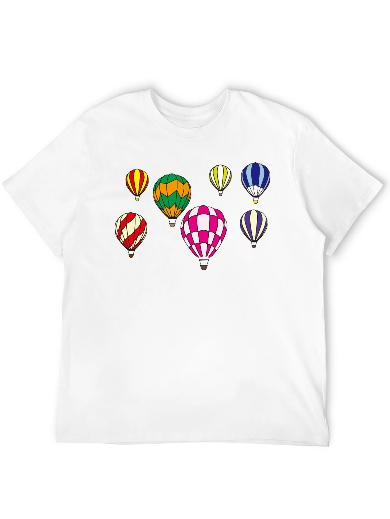 Black Colorful Hot Air Balloon Print T-Shirt view 12