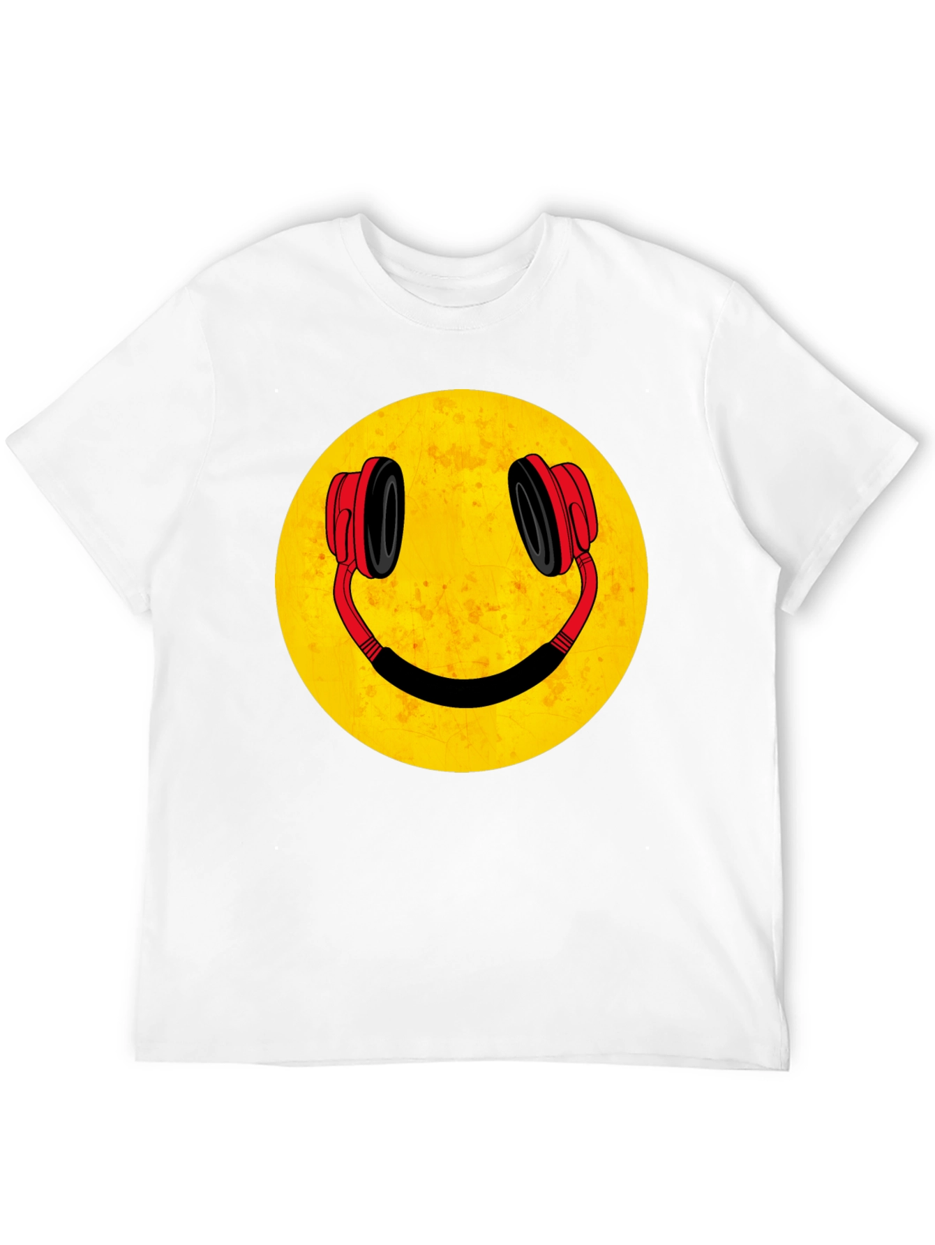 Black Smiley Face Headphones Graphic Tee view 12