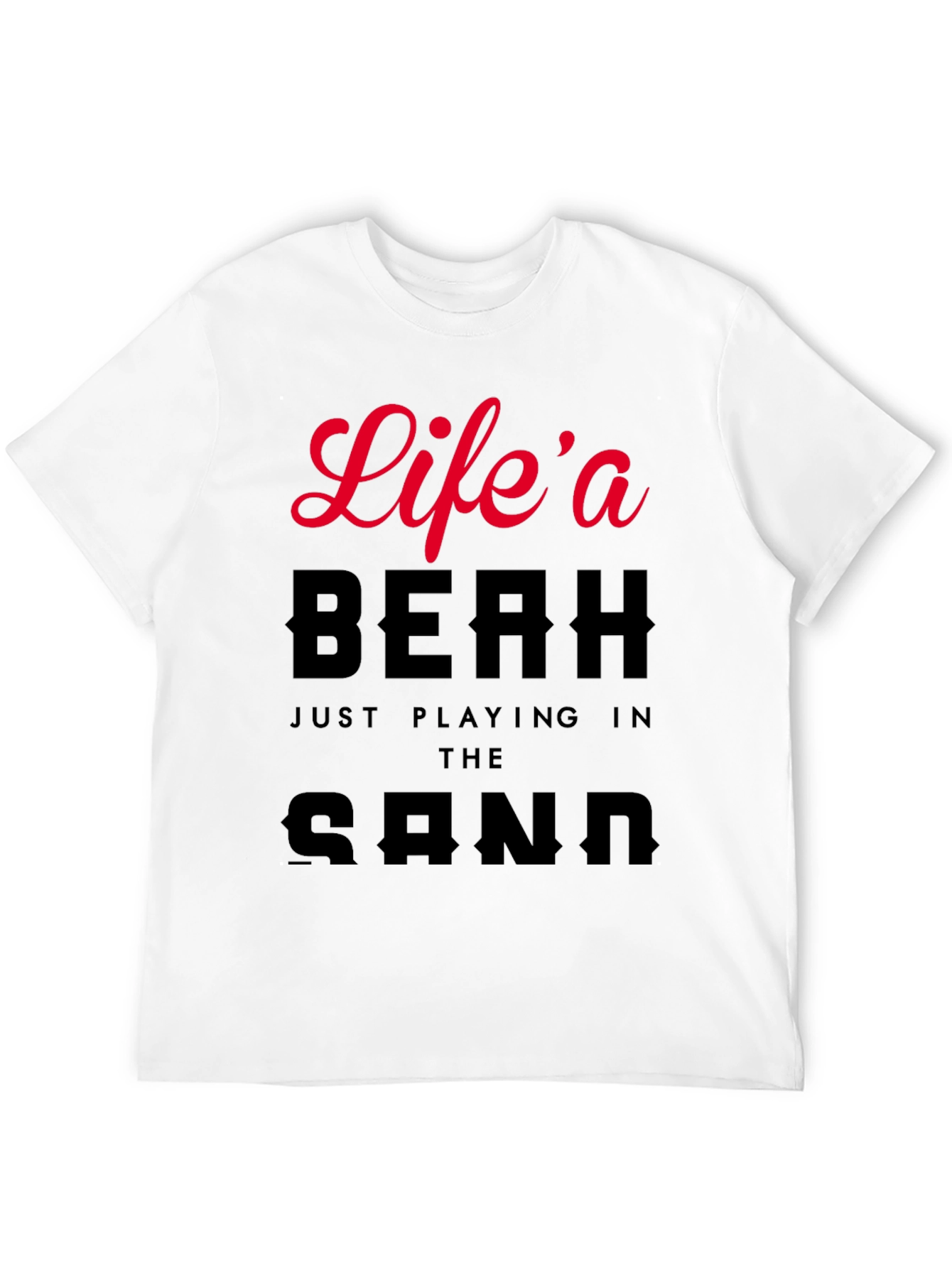 Black Life's a Beach Graphic Men's Black T-Shirt view 12