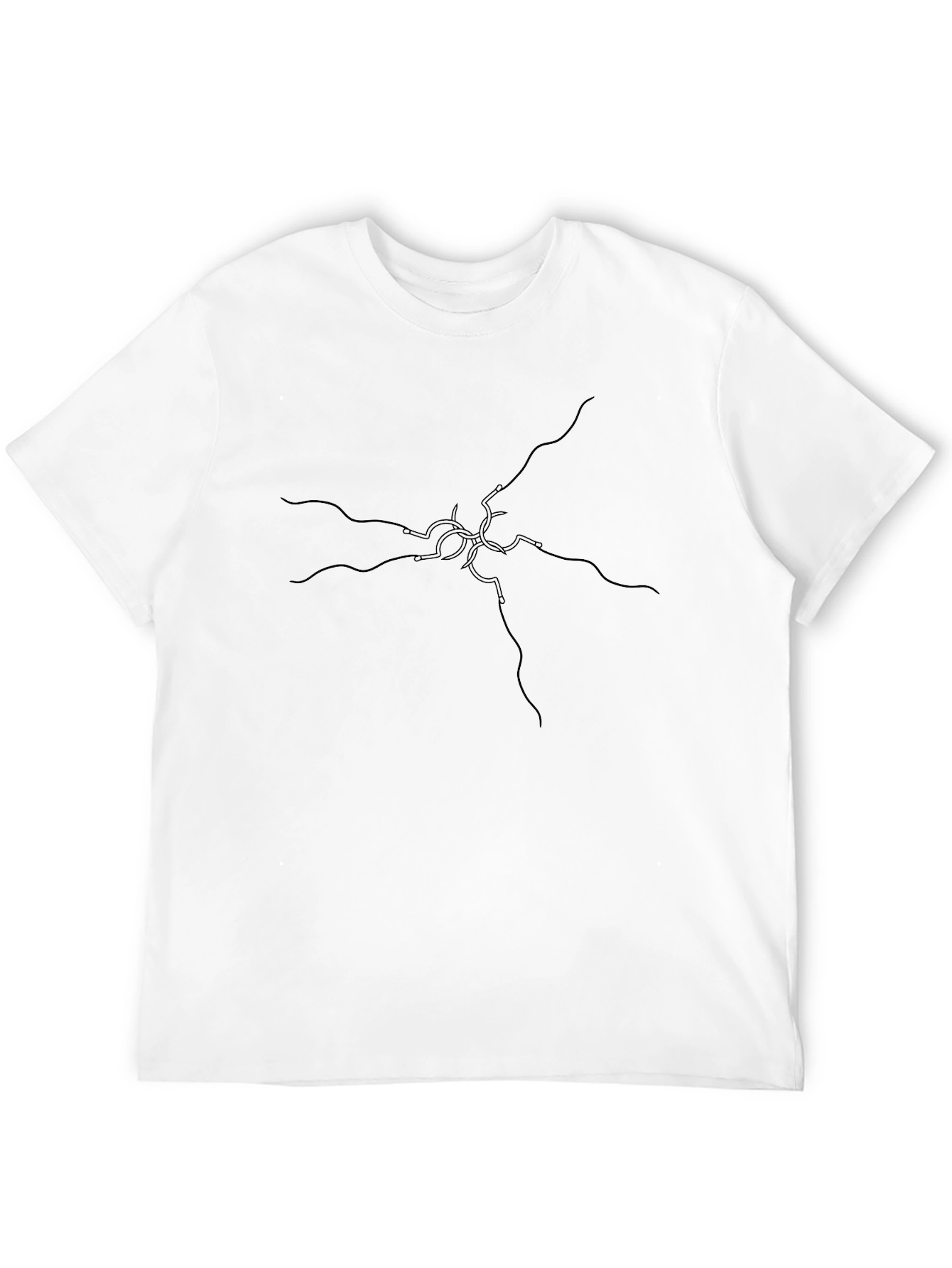 Black Abstract Line Art Black Tee view 12