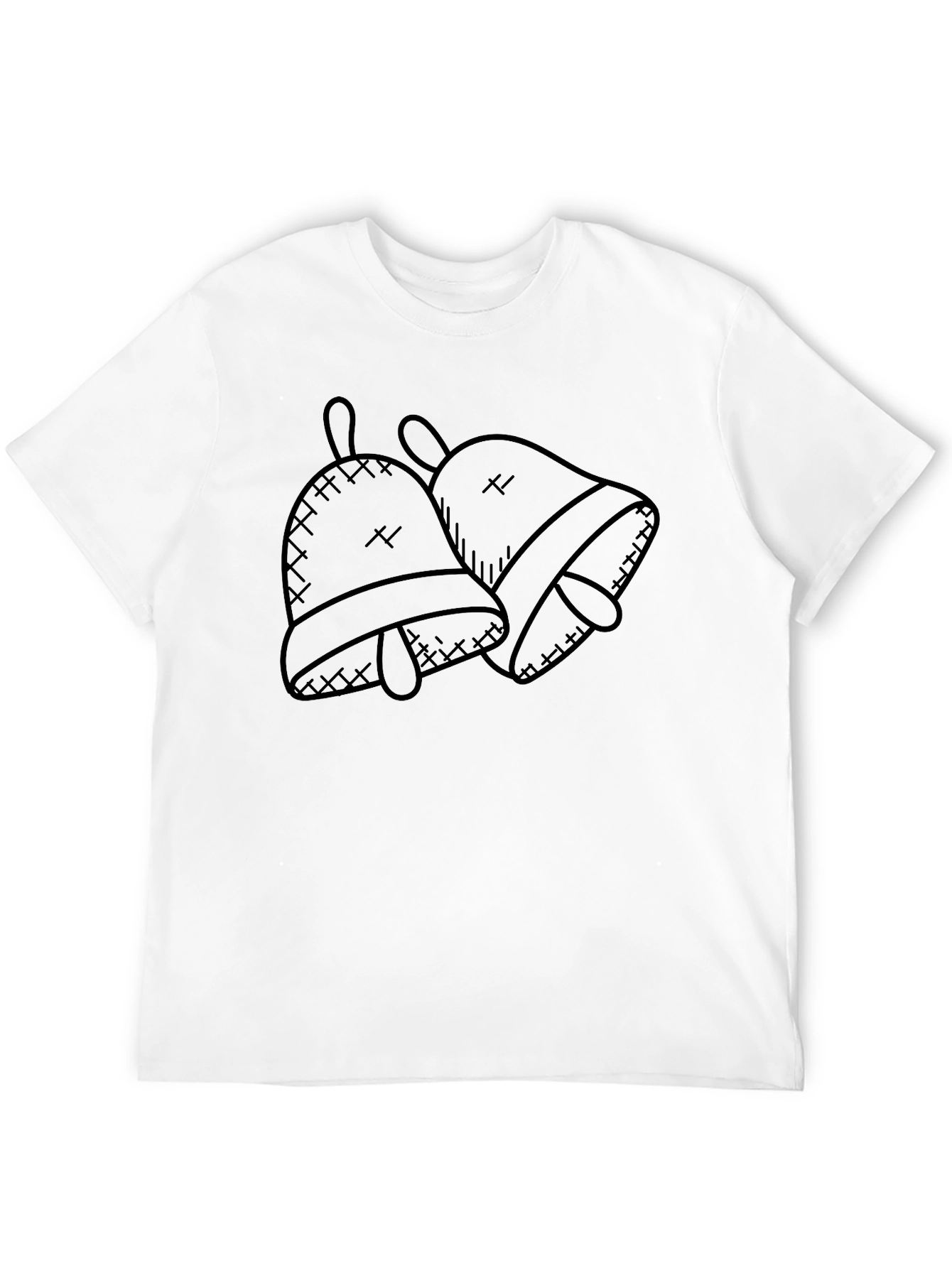 Black Festive Bells Graphic Tee - Black Cotton Casual Wear view 12