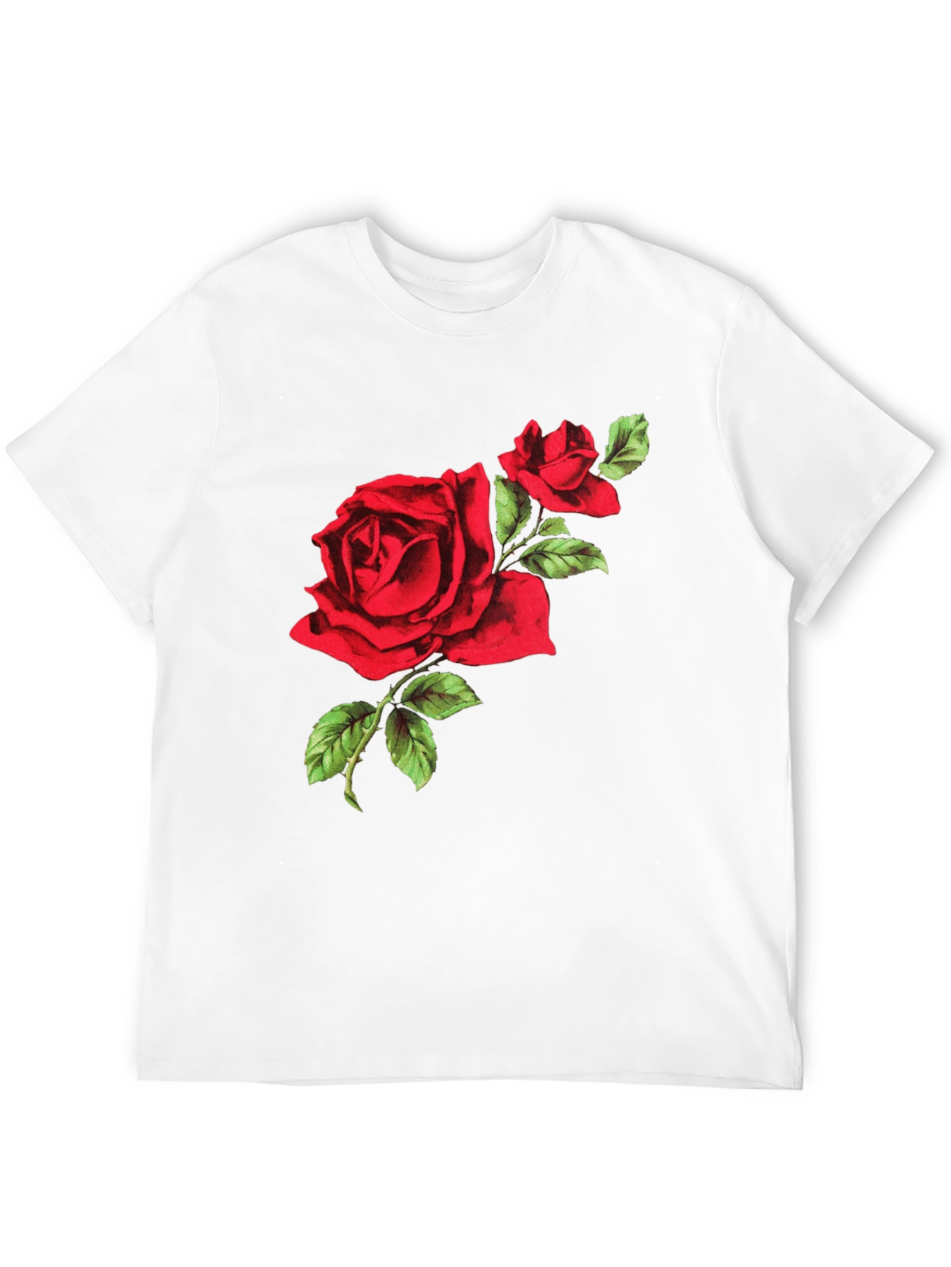 Black Red Rose Graphic Tee - Black Cotton T-Shirt view 12