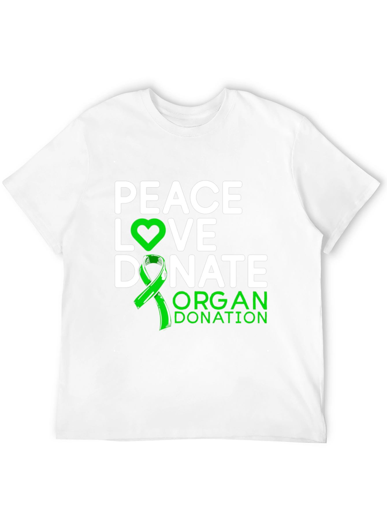 Black Peace Love Donate Organ Donation Awareness T-Shirt view 12