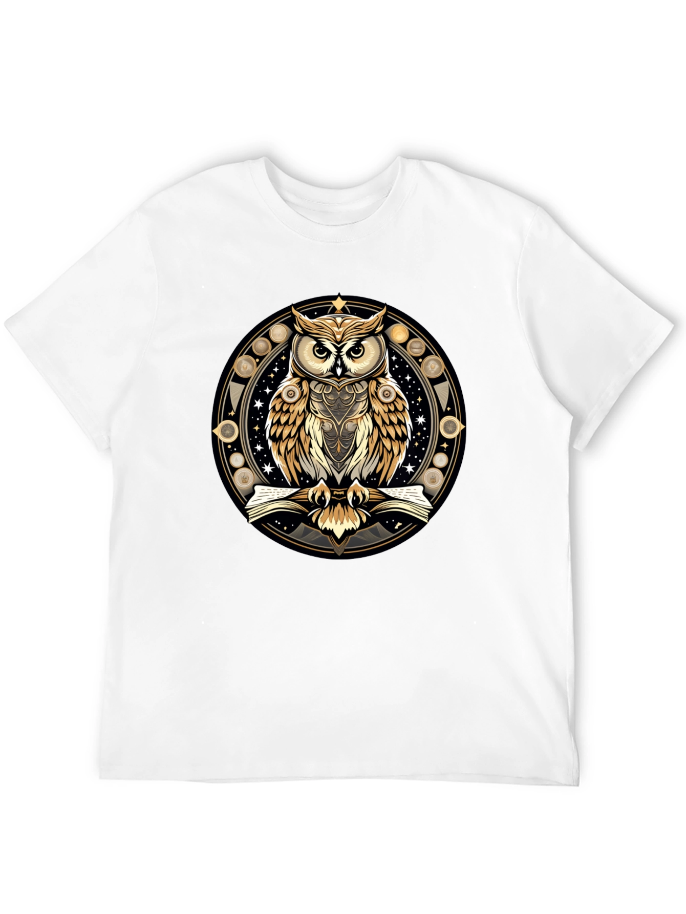 Black Mystic Owl Graphic Tee - Stylish Unisex Black T-Shirt view 12