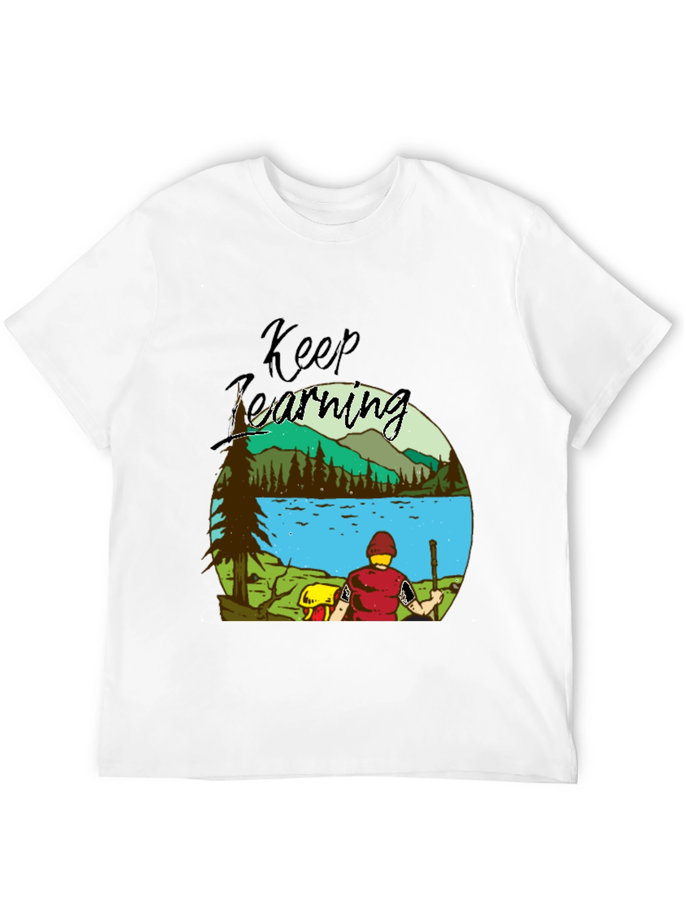 Black Keep Learning Nature Scene Graphic T-Shirt view 12