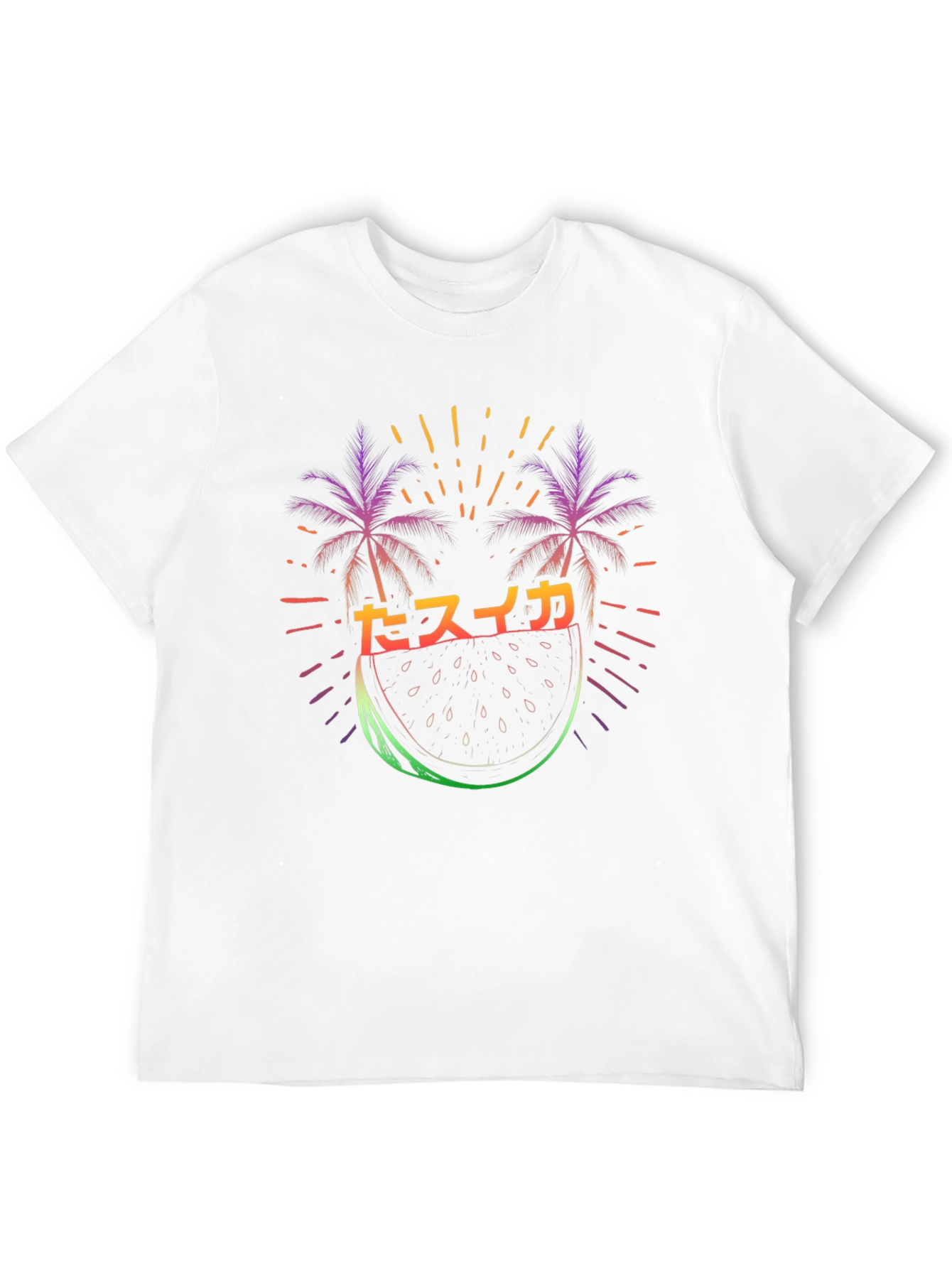 Black Neon Watermelon Japanese Style Graphic T-Shirt view 12