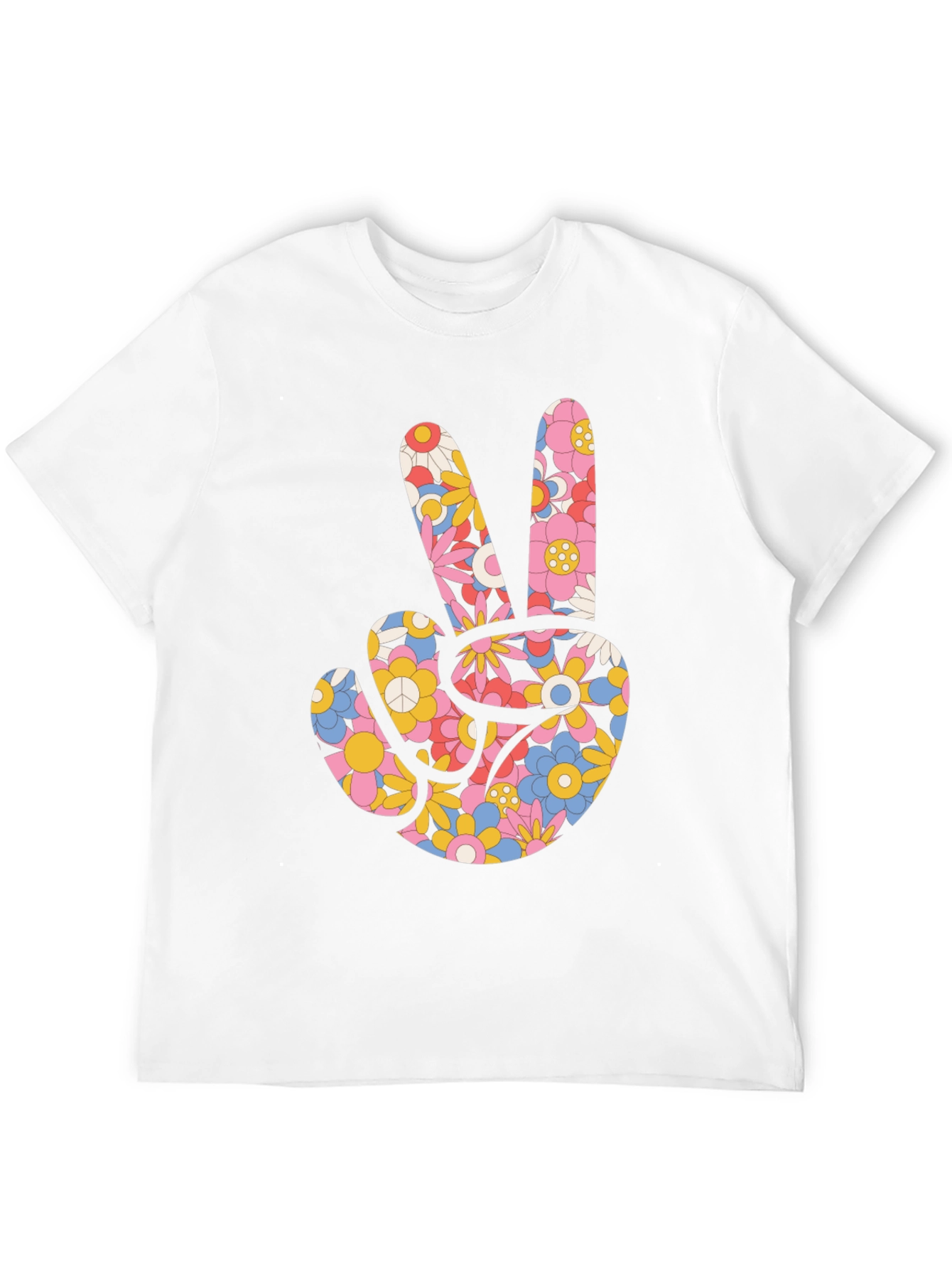 Black Floral Peace Sign Black T-Shirt view 12