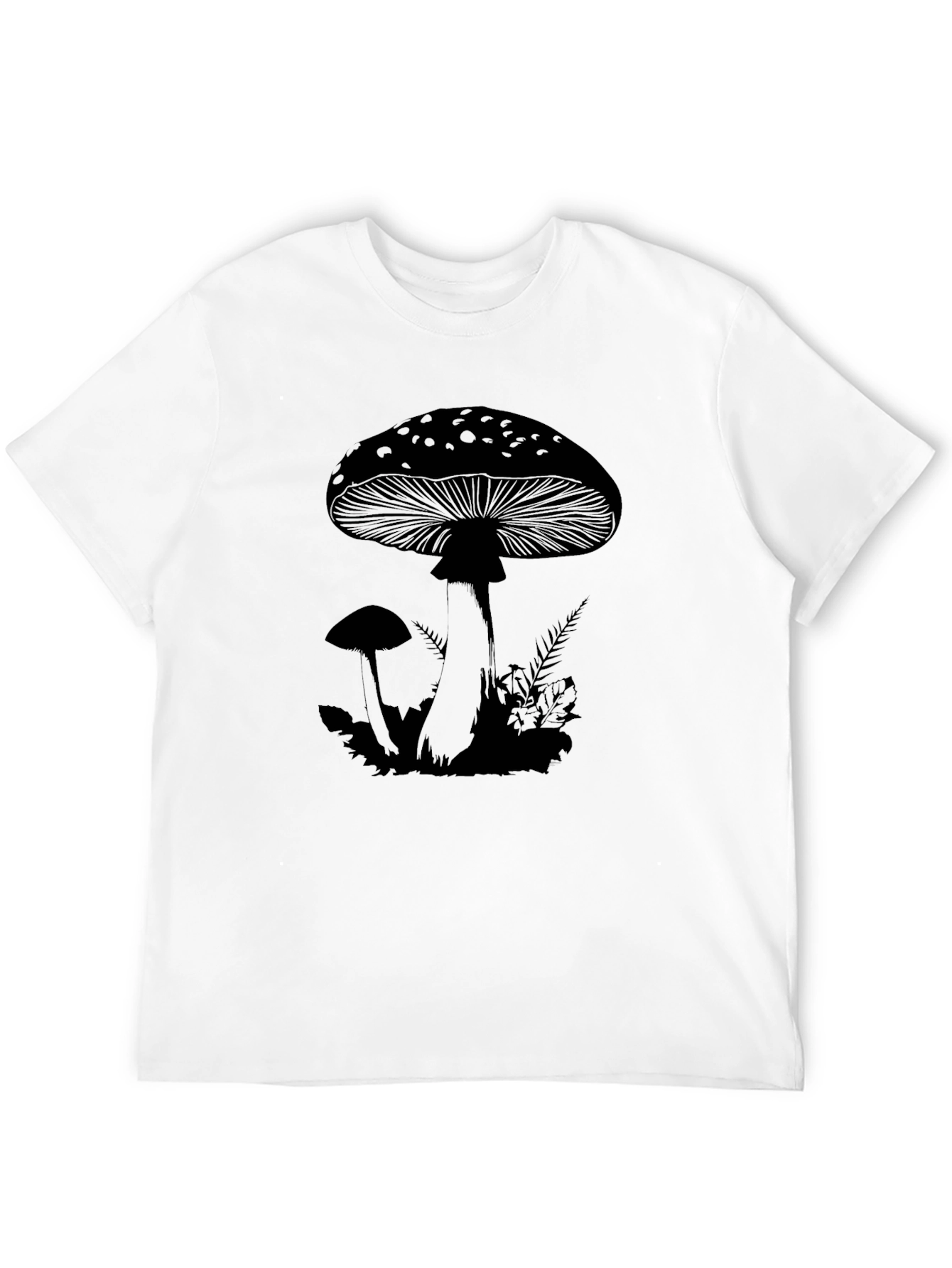 Black Mushroom Graphic T-Shirt - Black Casual Tee view 12