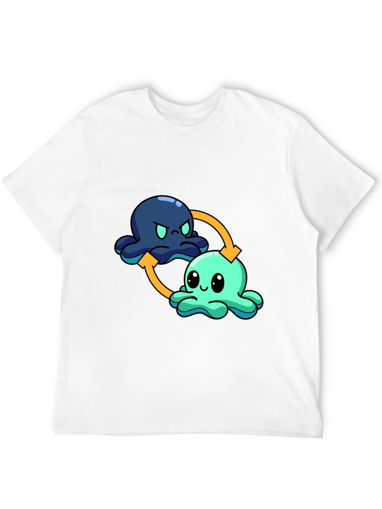 Black Mood Octopus T-Shirt - Reversible Cute Cartoon Design view 12