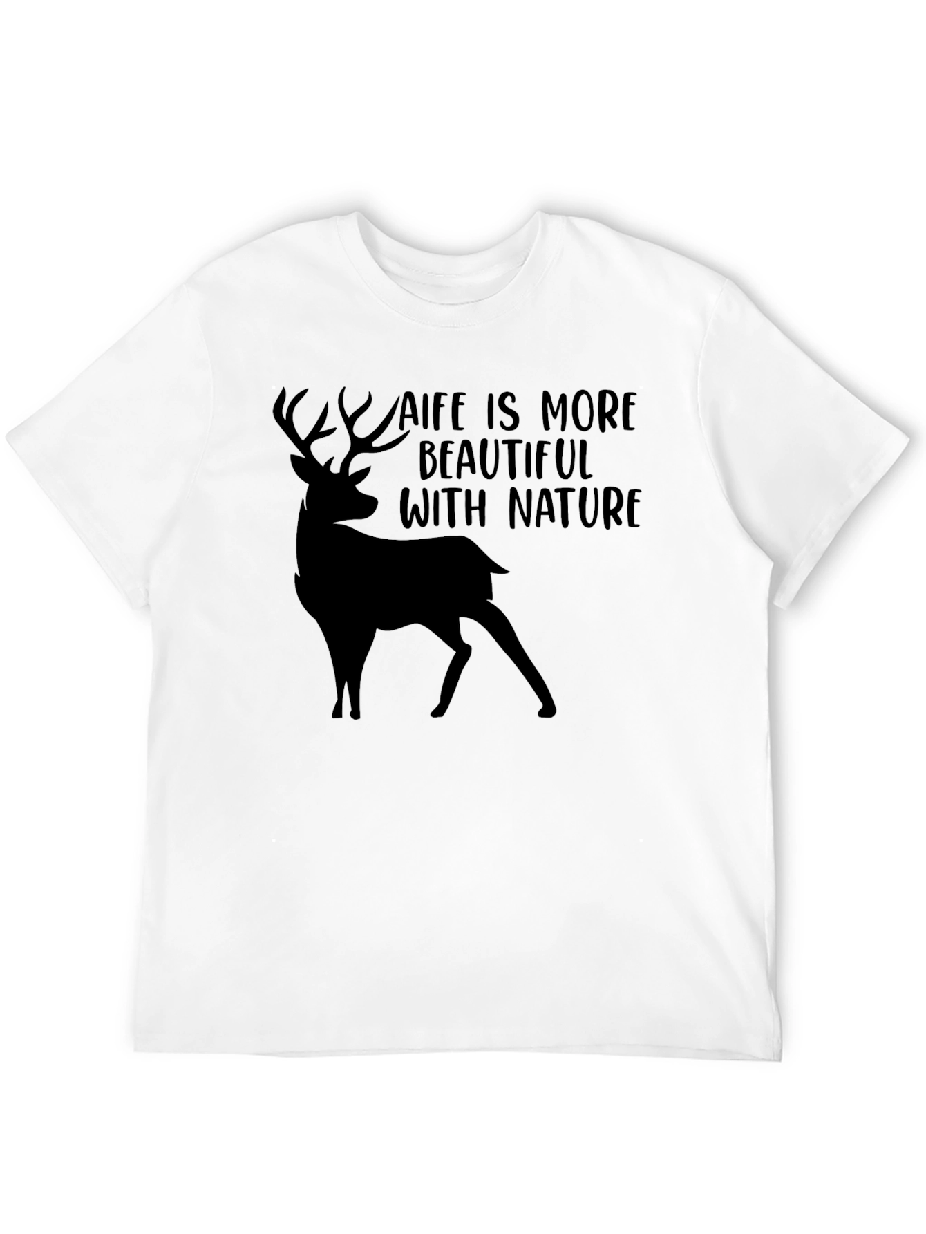 Black Nature Deer T-Shirt - Life is More Beautiful view 12