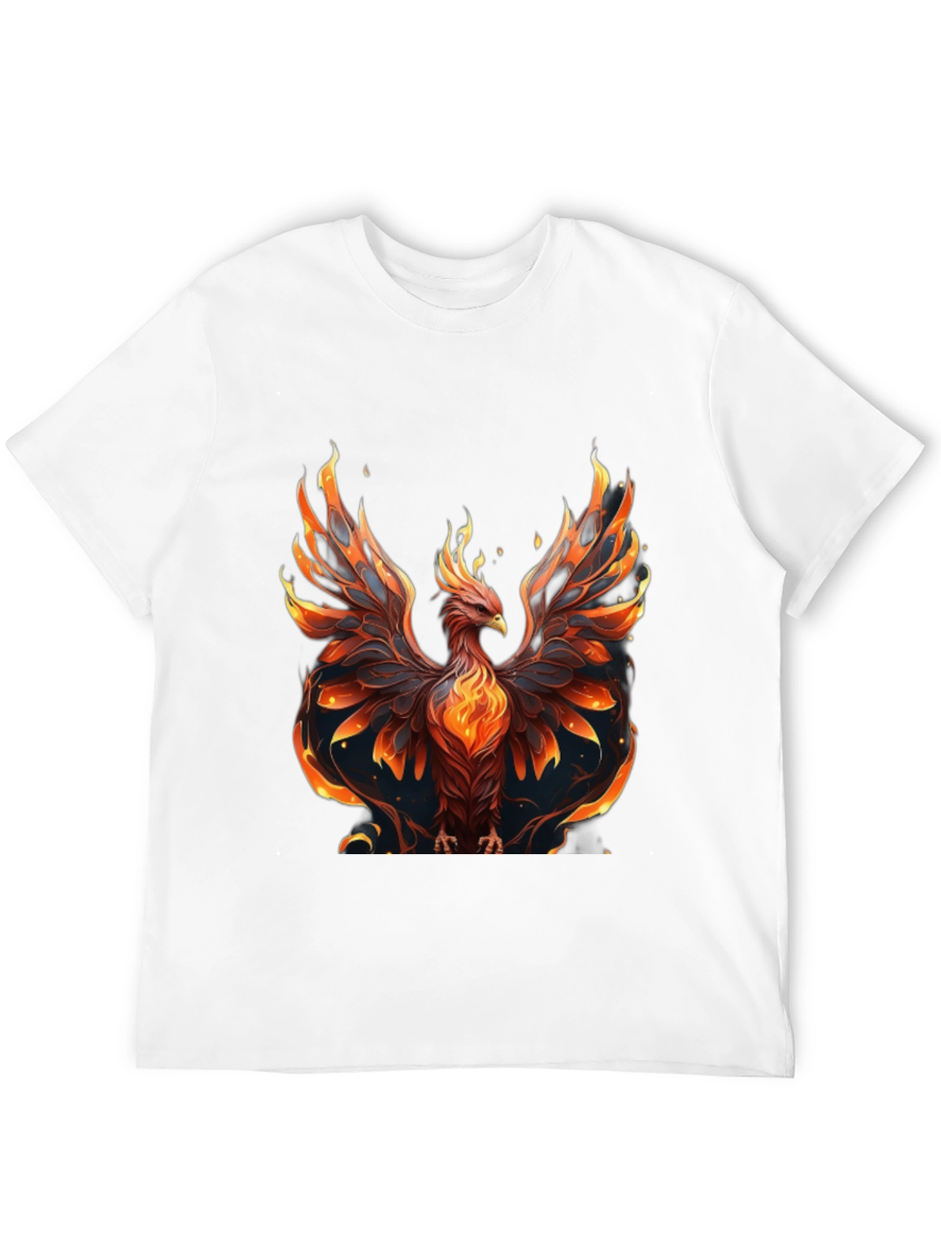 Black Fiery Phoenix Graphic Black T-Shirt view 12