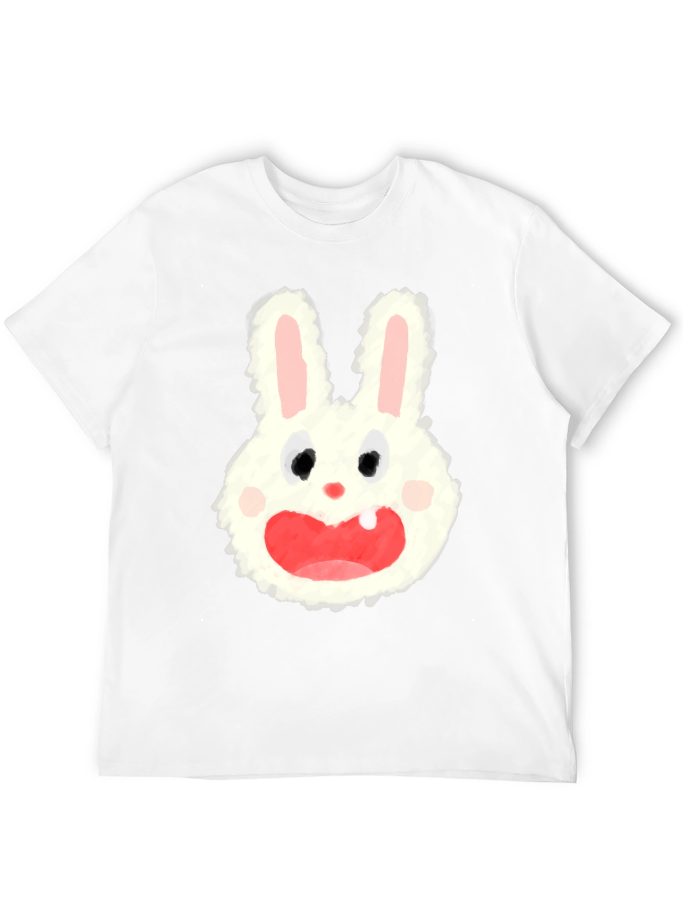Black Cartoon Bunny Graphic Tee - Soft Black Cotton Blend view 12