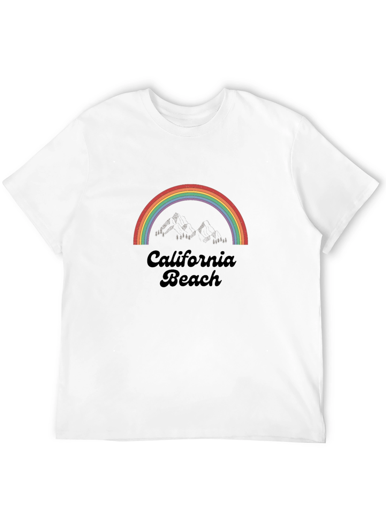Black California Beach Rainbow Graphic Tee - Retro Style view 12