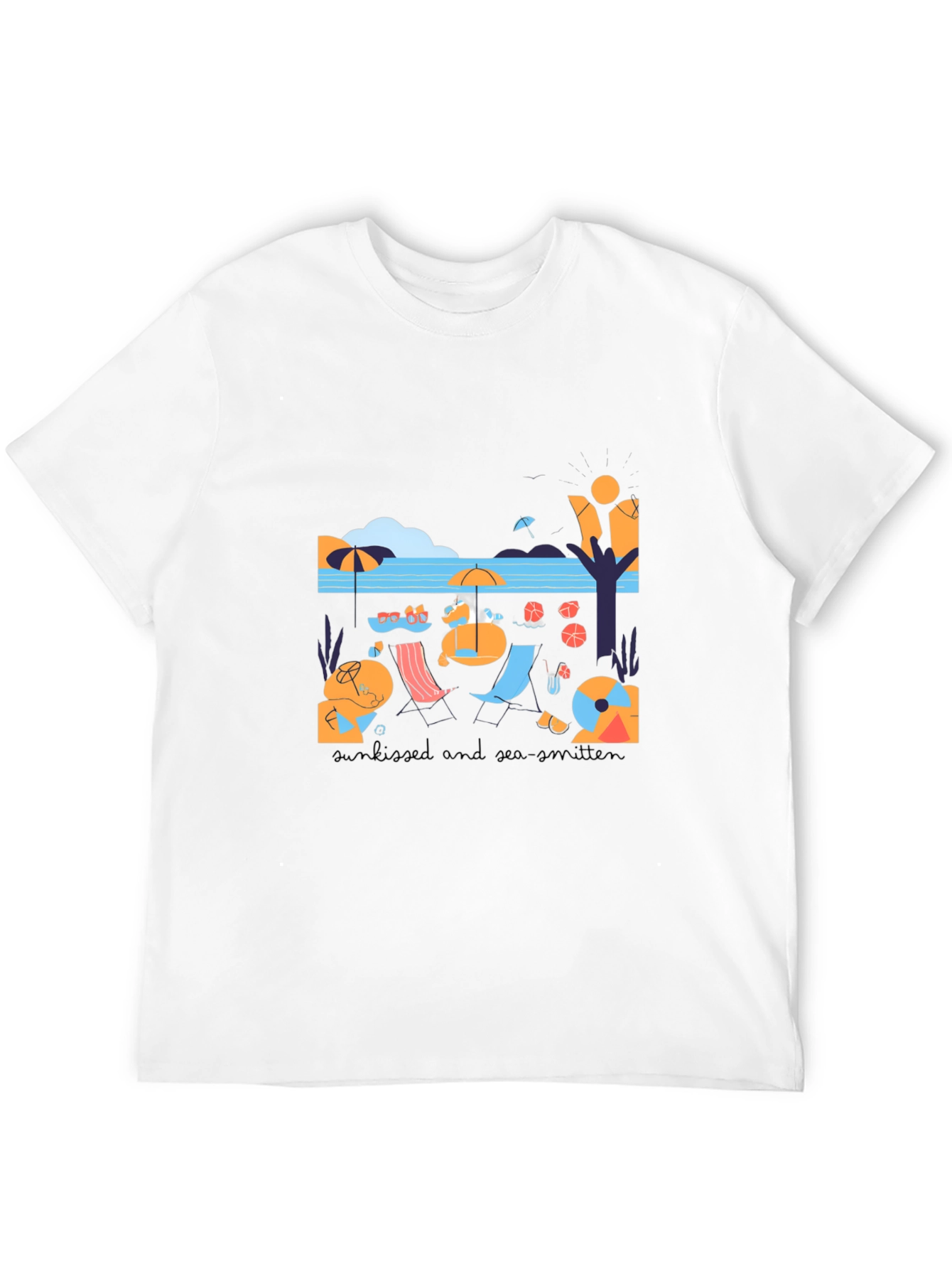 Black Sun-Kissed Sea Graphic Tee - Soft Cotton Blend view 12