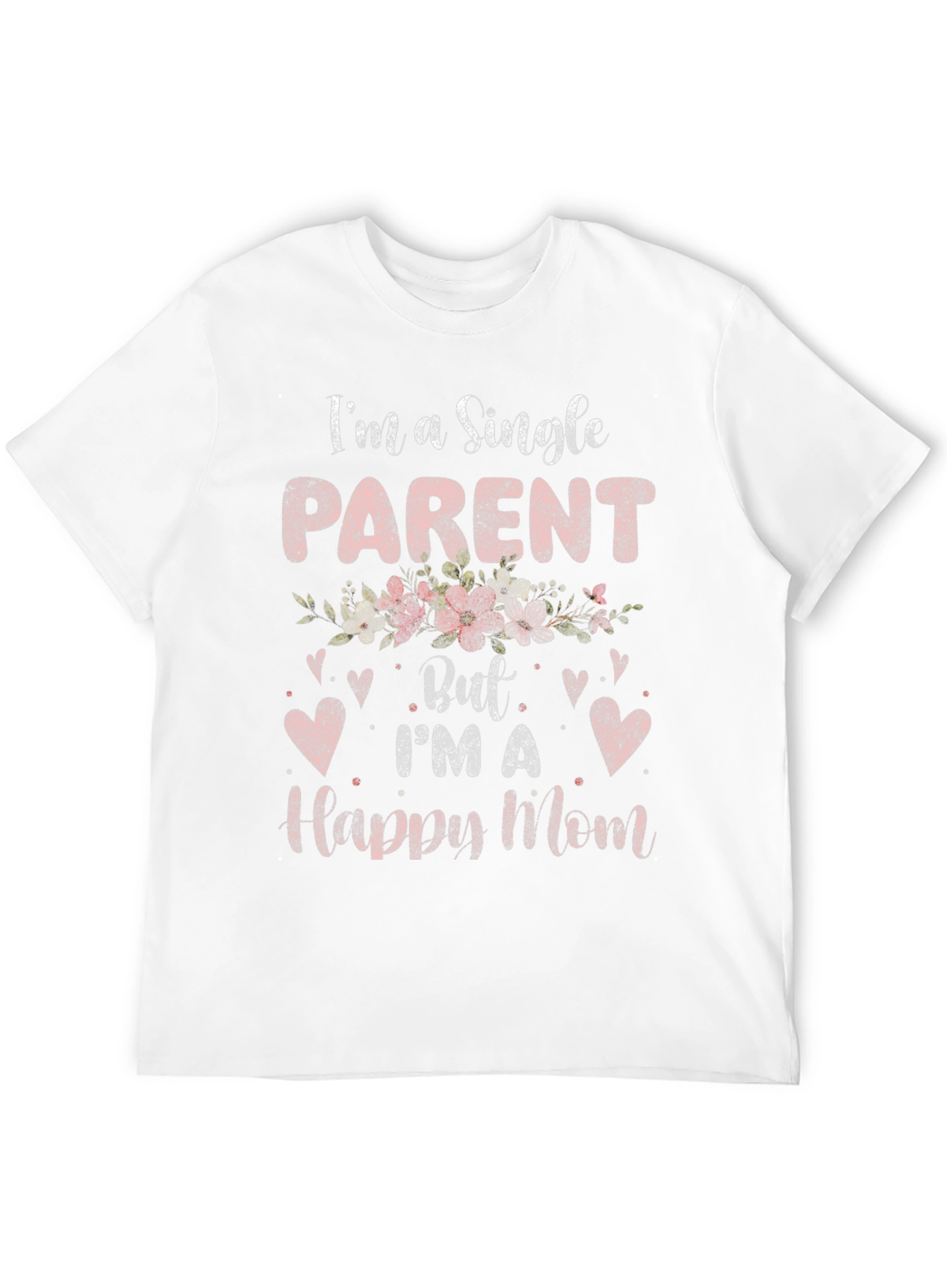 Black Single Parent Happy Mom Floral Heart T-Shirt view 12
